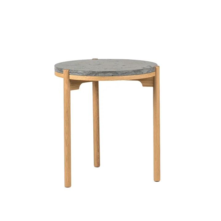Dondo 白色着色橡木边几Ø45cm - 亚光石灰石 - Mavis