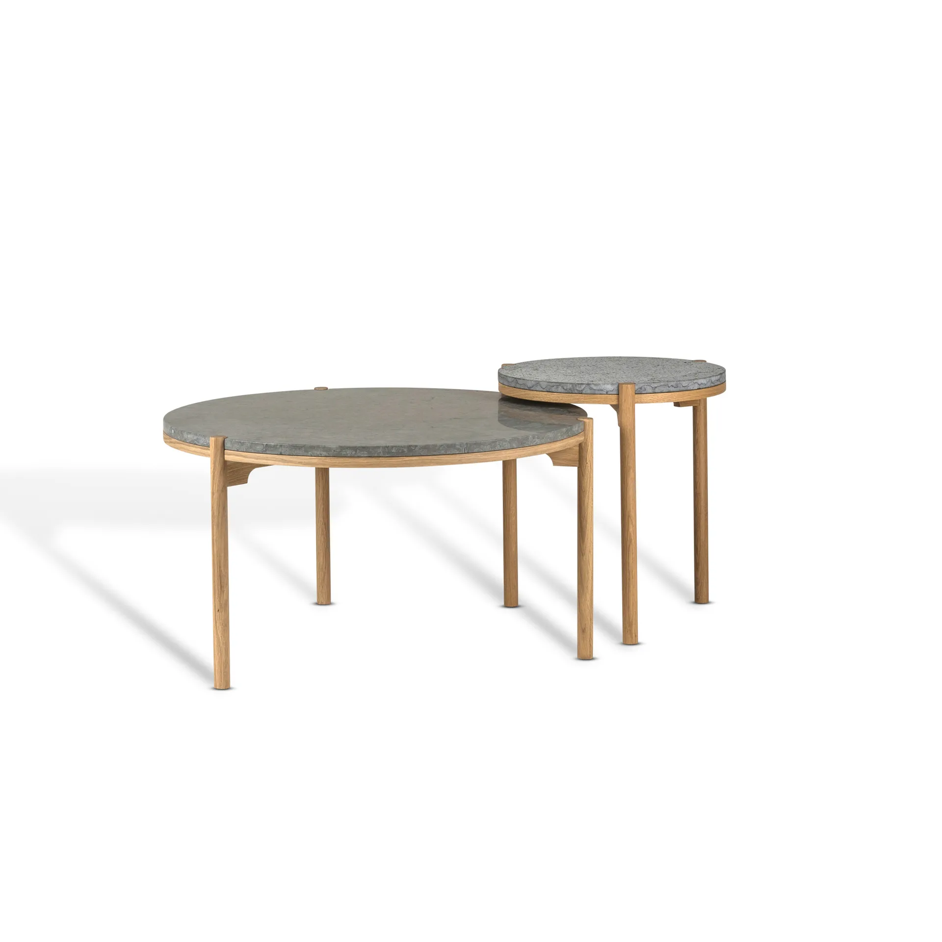 Dondo 小边桌 white pigmented oak Ø45 cm, Honed limestone Mavis