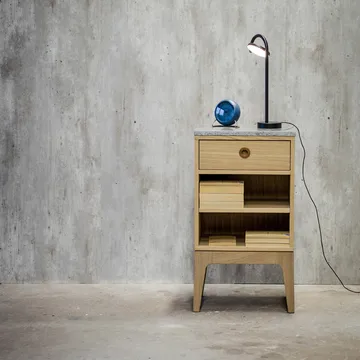Höllviken 北欧简约风格床头柜 - 浅灰色-white marble top-1 drawer - Mavis