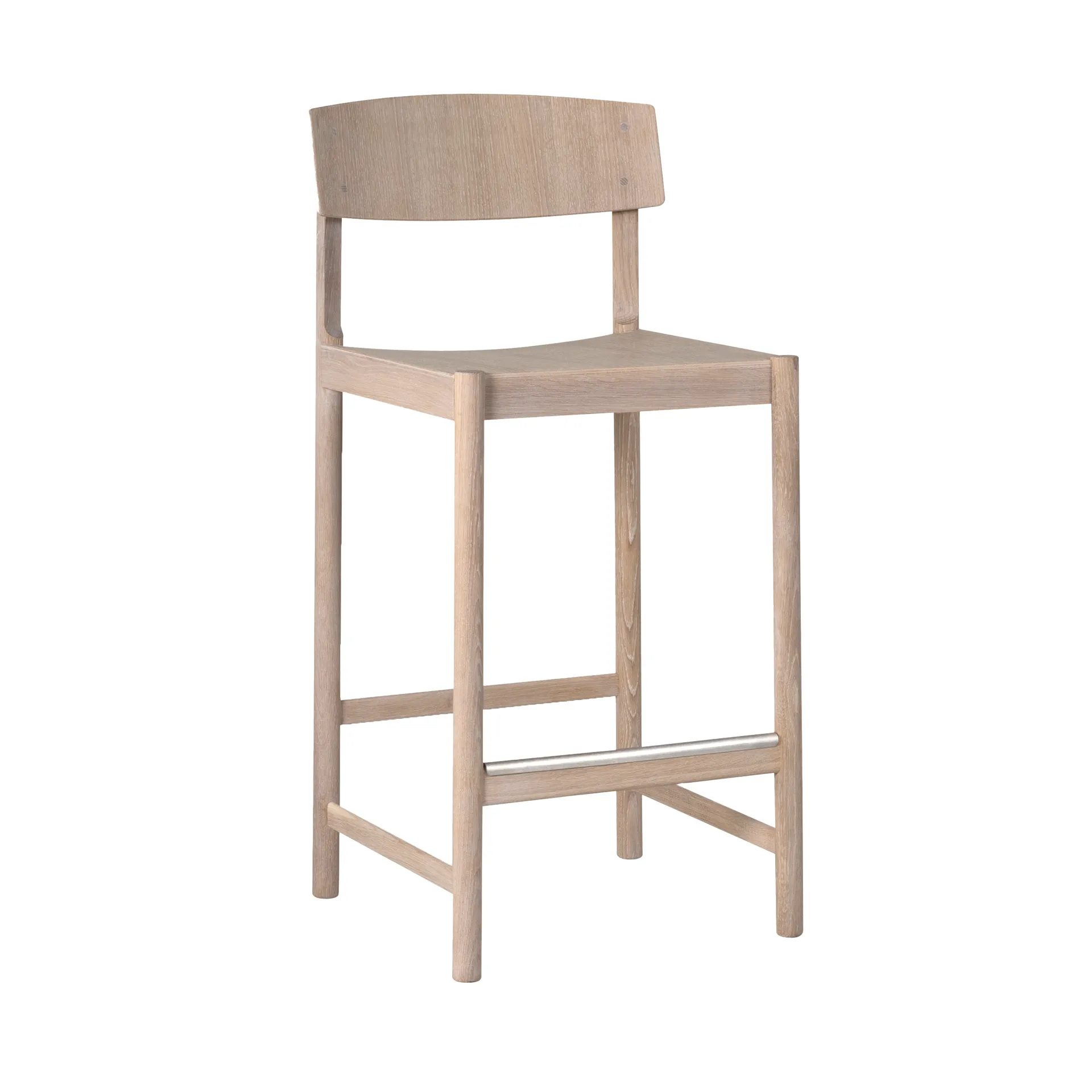 Rod barstool 65 cm, 白色 waxed 自然木色 Mavis