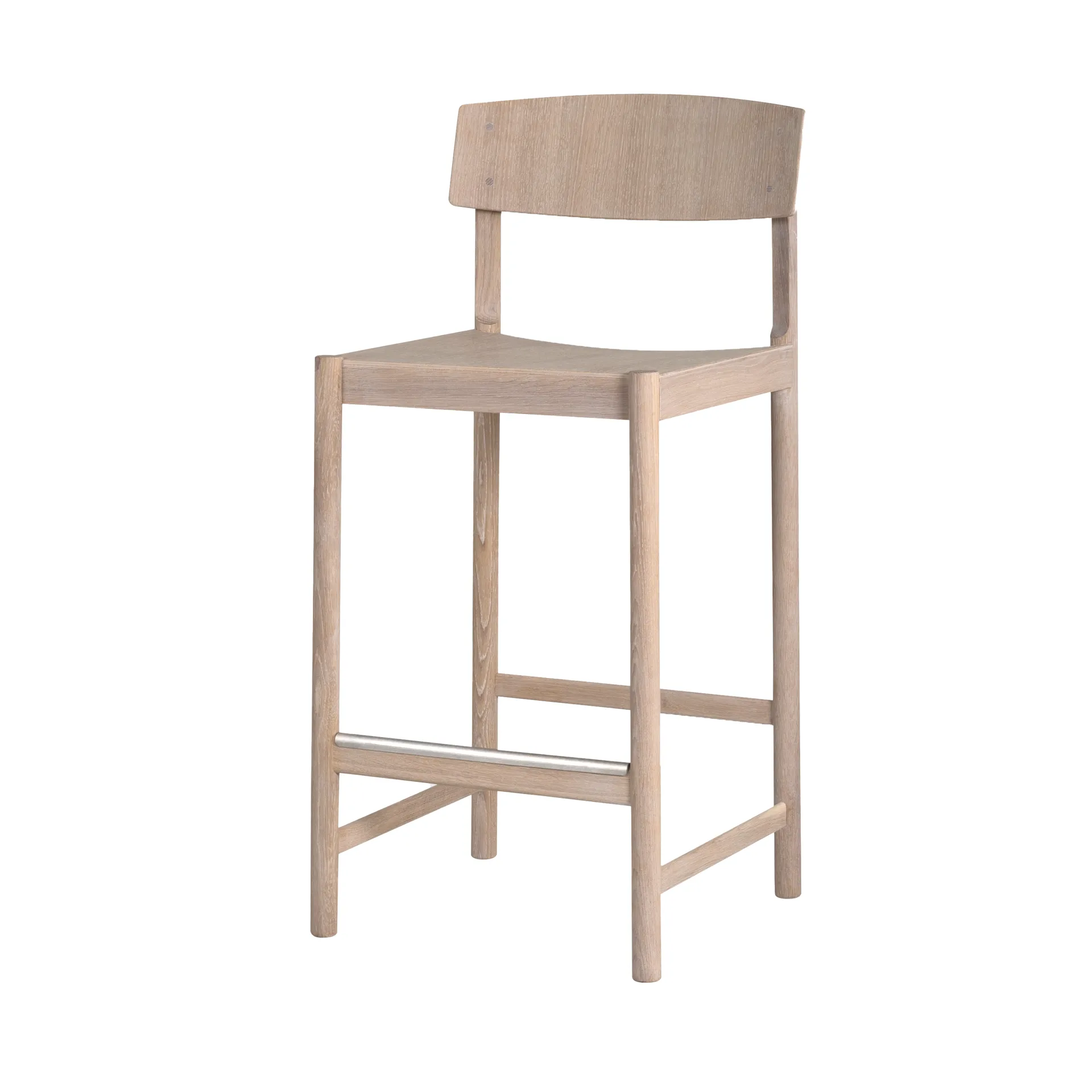 Rod barstool 65 cm, 白色 waxed 自然木色 Mavis