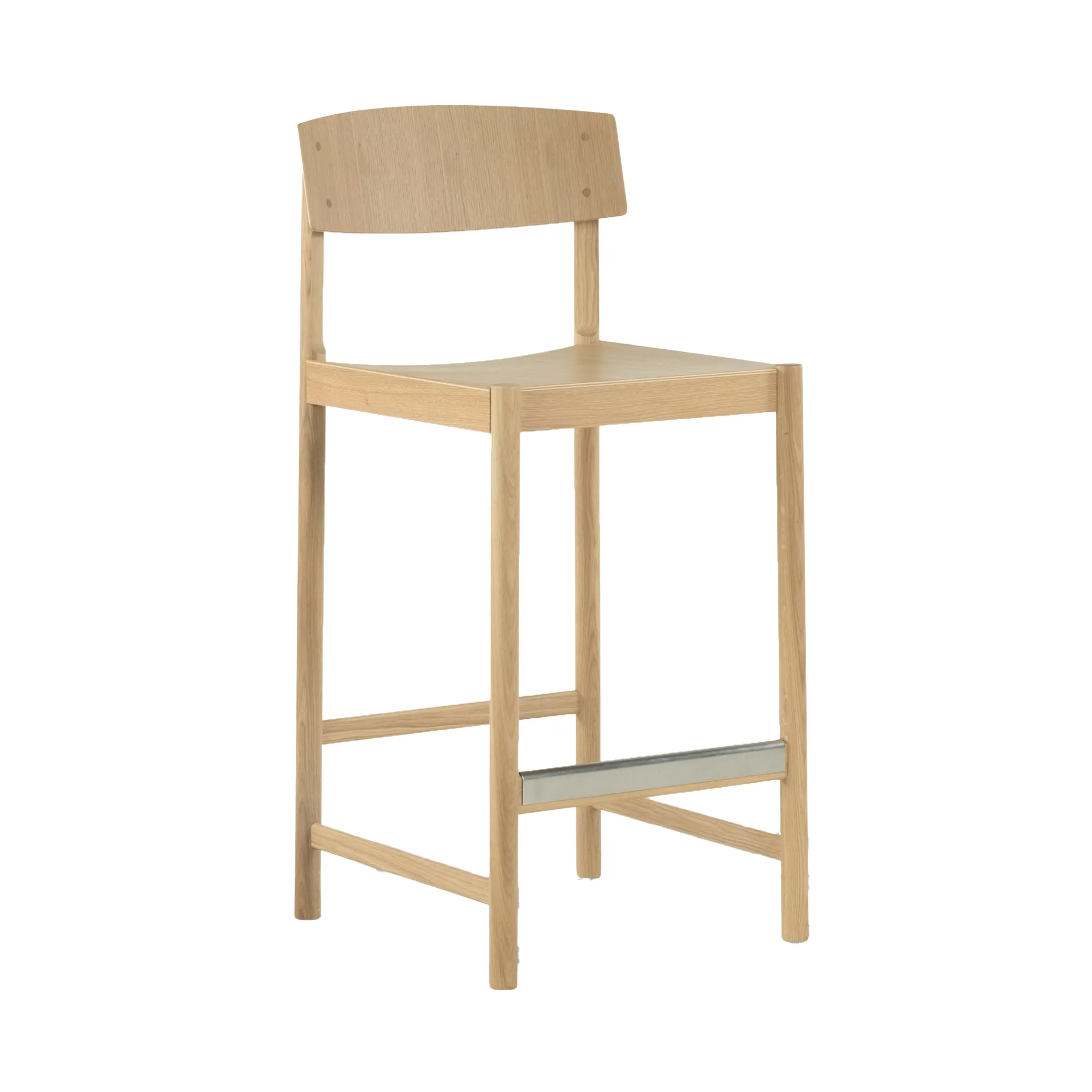 Rod barstool 65 cm, 白色 染色的 哑光 漆橡木 Mavis