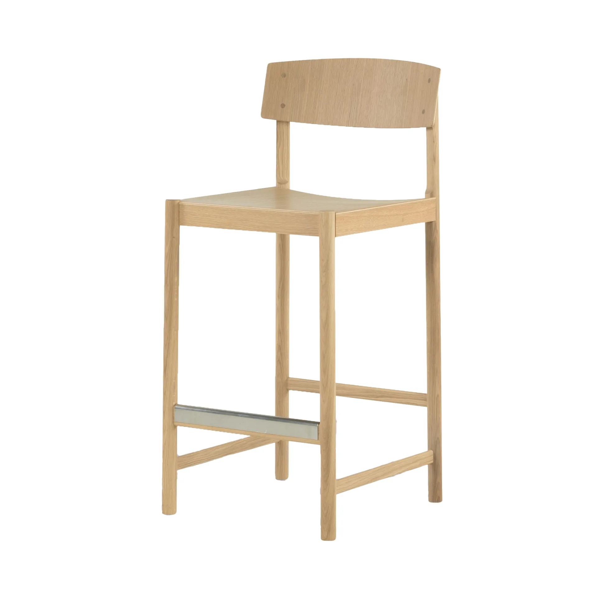 Rod barstool 65 cm, 白色 染色的 哑光 漆橡木 Mavis