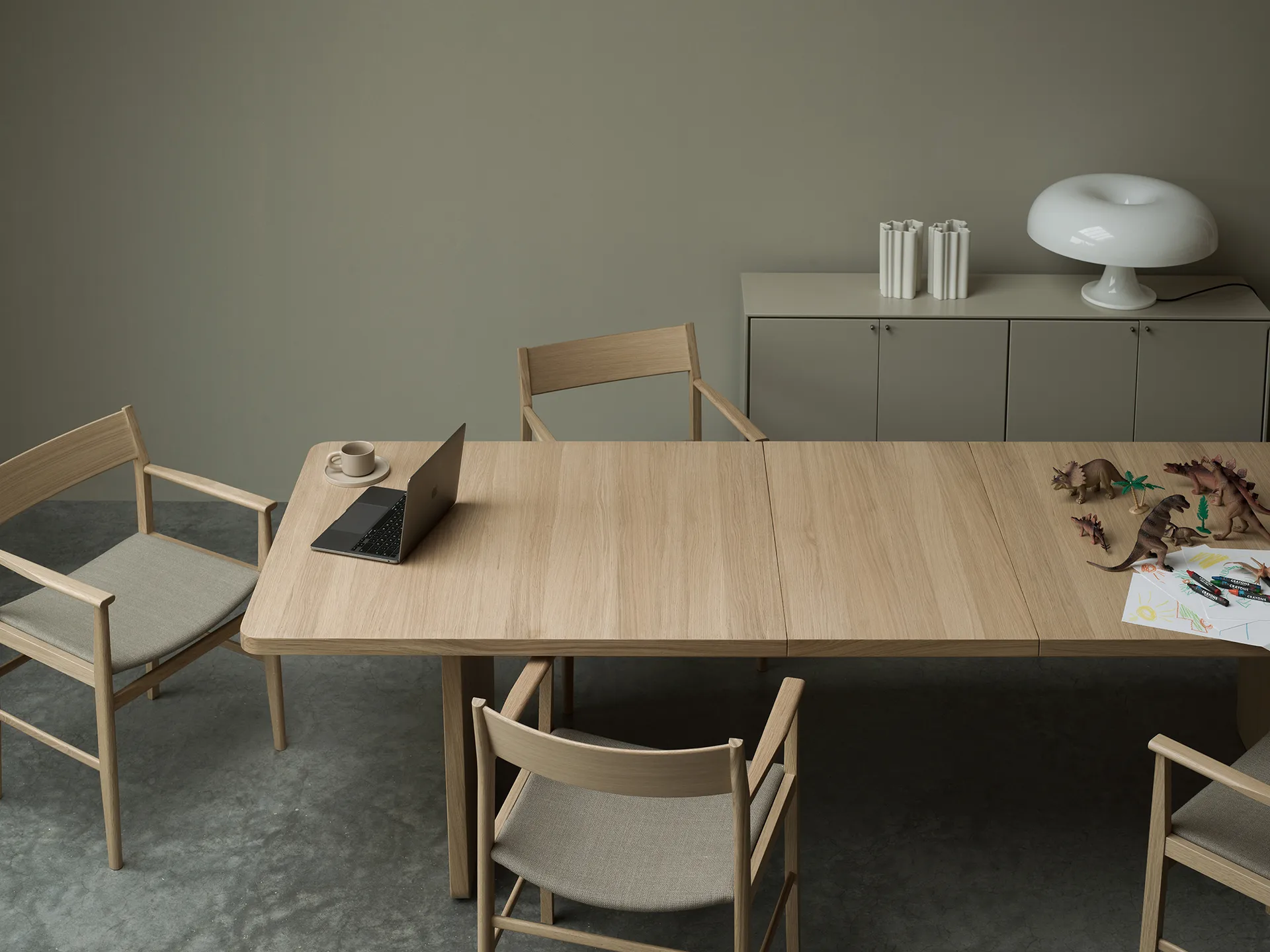 Siza 扶手椅, 白色橡木-亚麻色 seat Mavis