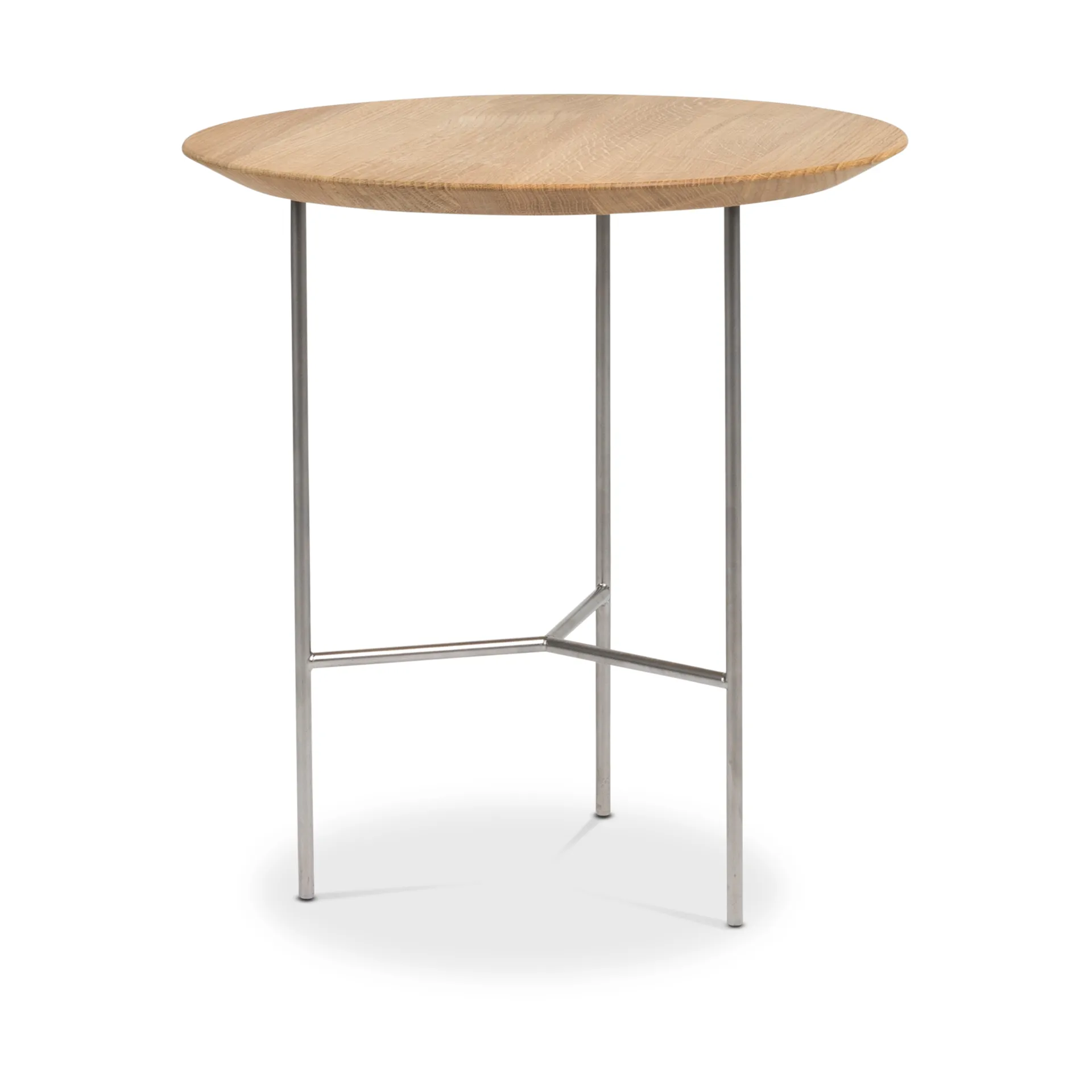 Tribeca 小边桌, 自然木色 oil rustic, satin-chromed legs, ø47 cm Mavis