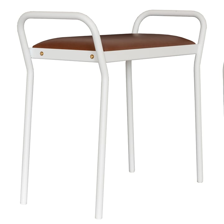 Anyone stool 凳子 - 白色 with vintage cognac leather - Maze