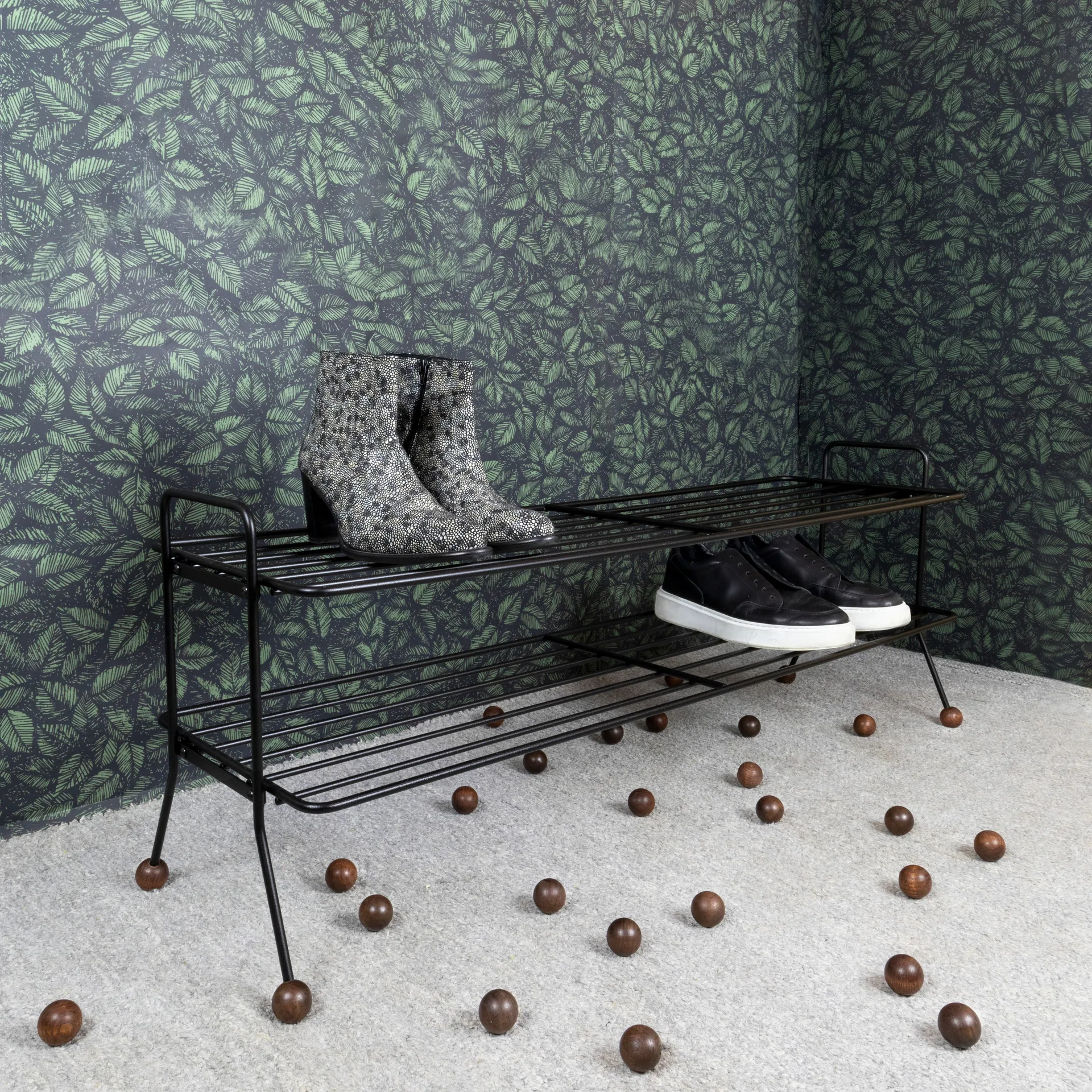 Bill Shoe Shelf L, 黑色-dark 棕色 Maze