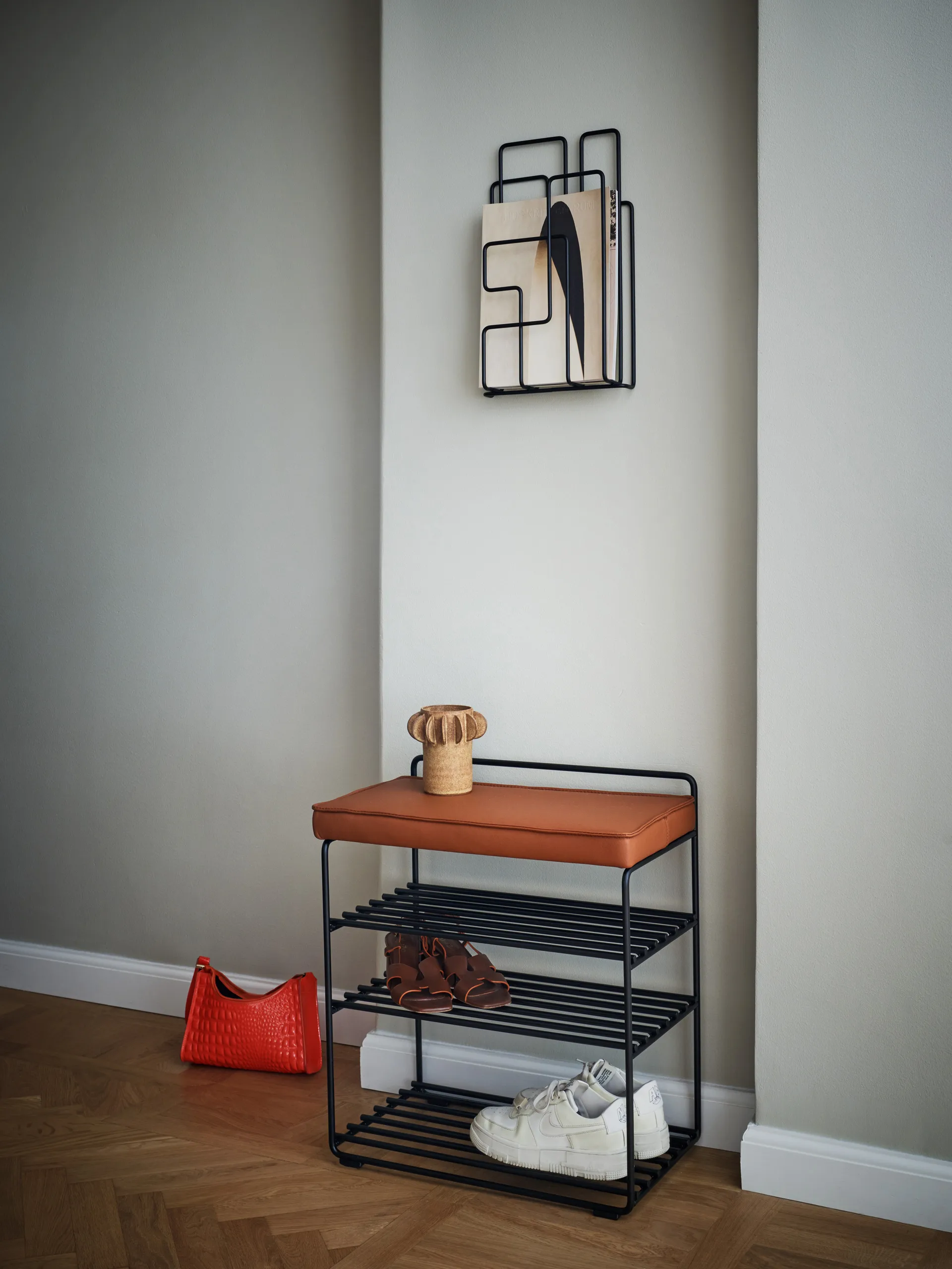 Lower East Seat 置物凳50x28x58cm, 黑色_干邑色皮革 Maze