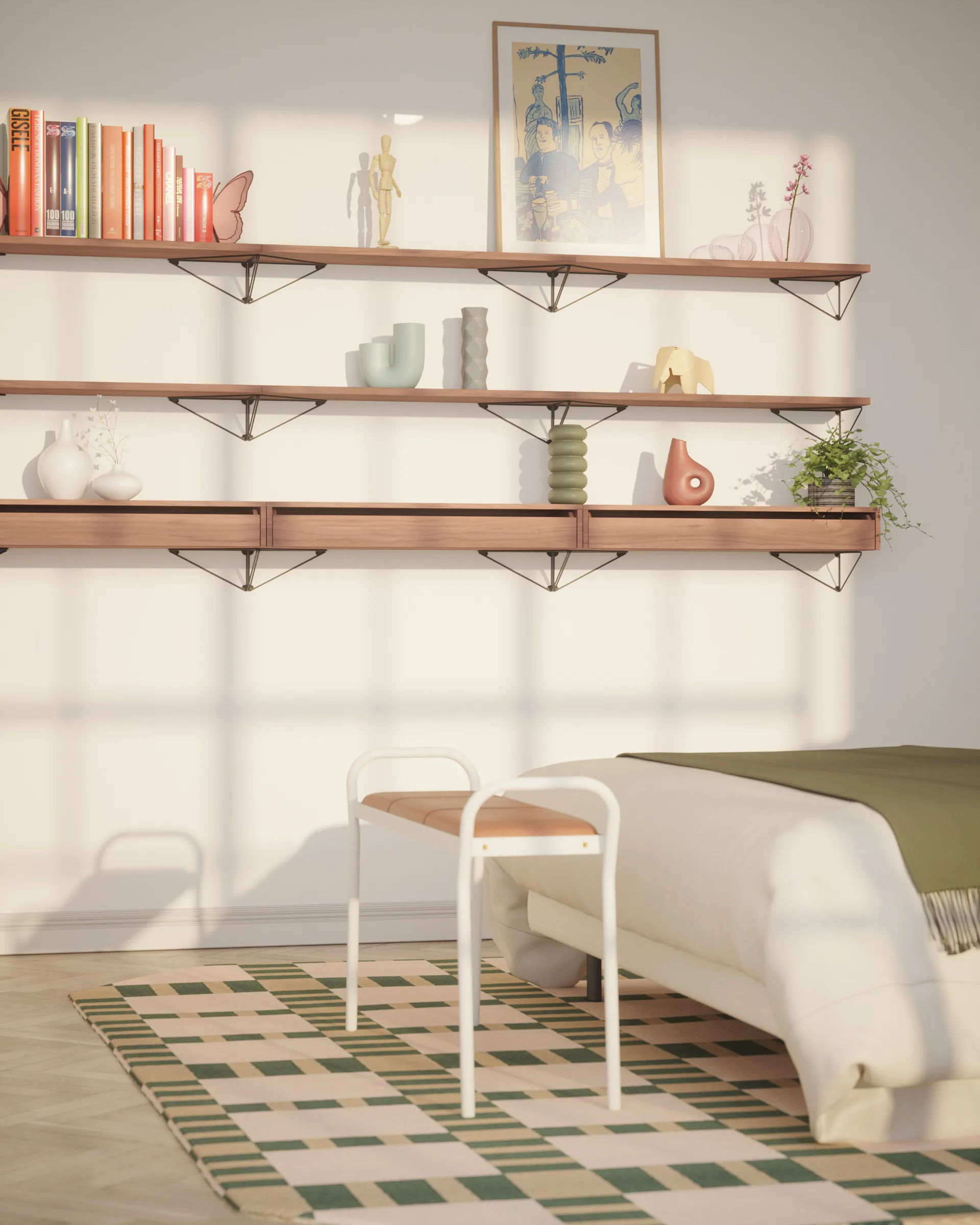 Pythagoras 架子, walnut Maze