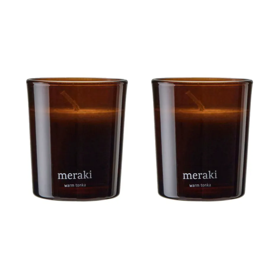 Meraki 12小时香薰蜡烛两件装, 温暖零陵香豆香调 Meraki