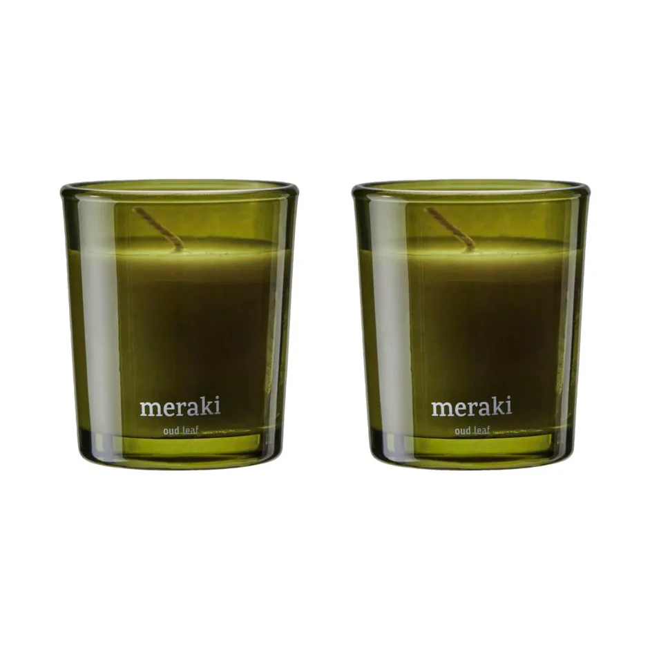 Meraki 12小时香薰蜡烛两件装, 沉香叶香调 Meraki