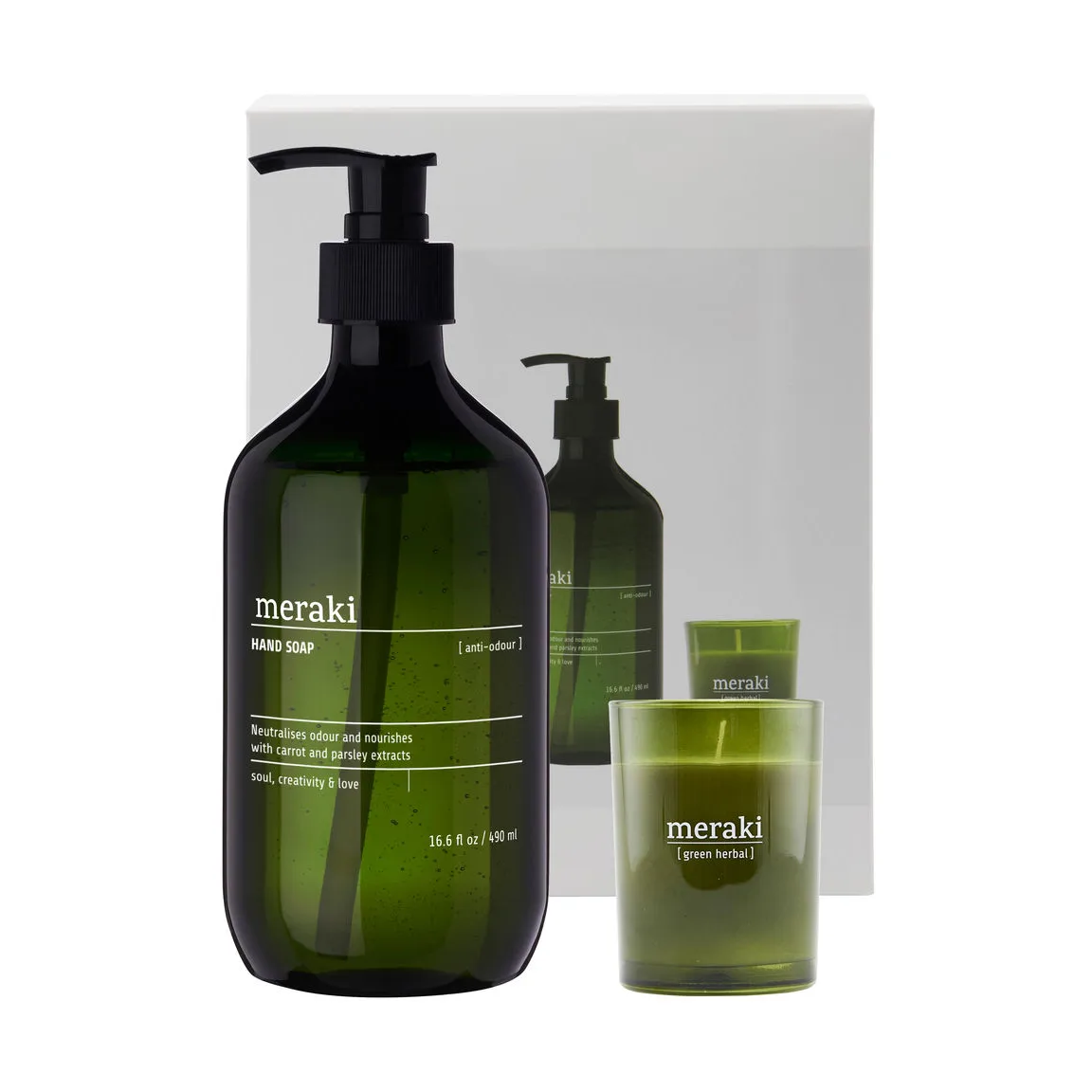 Meraki 礼物套装 hand soap 和 香薰蜡烛, Anti-odor 绿色 herbal Meraki