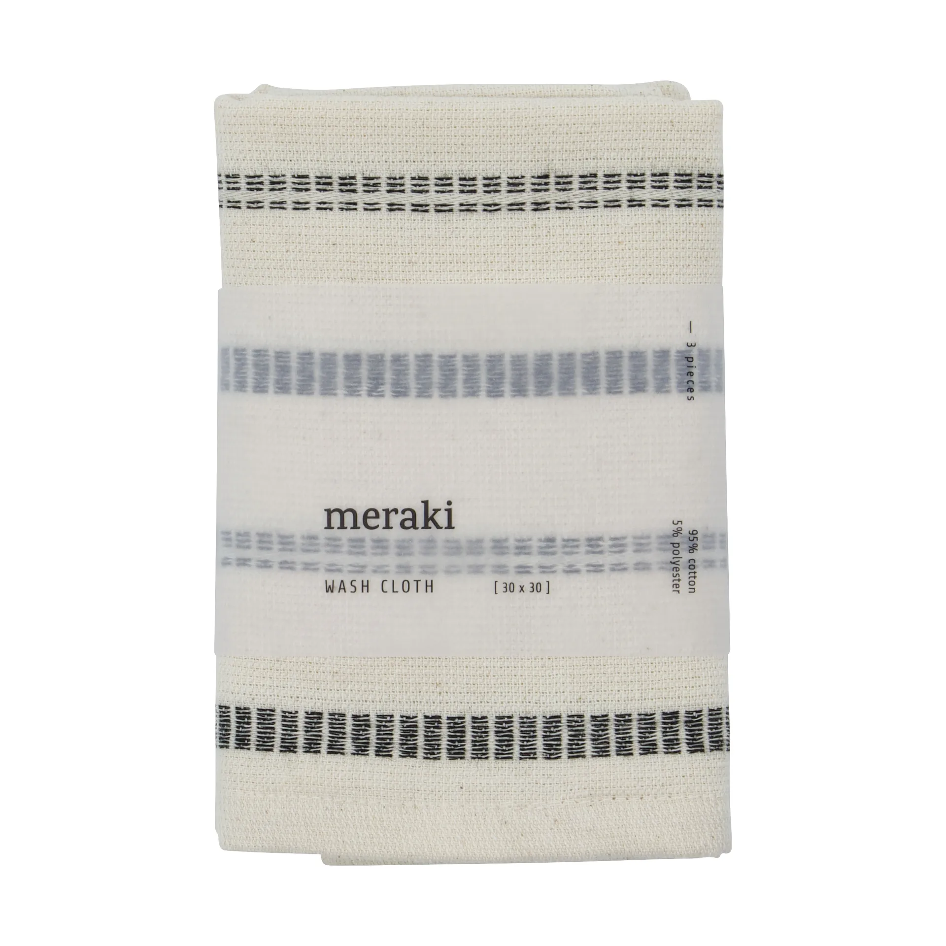 True washcloth 3件, 米白色-黑色 Meraki