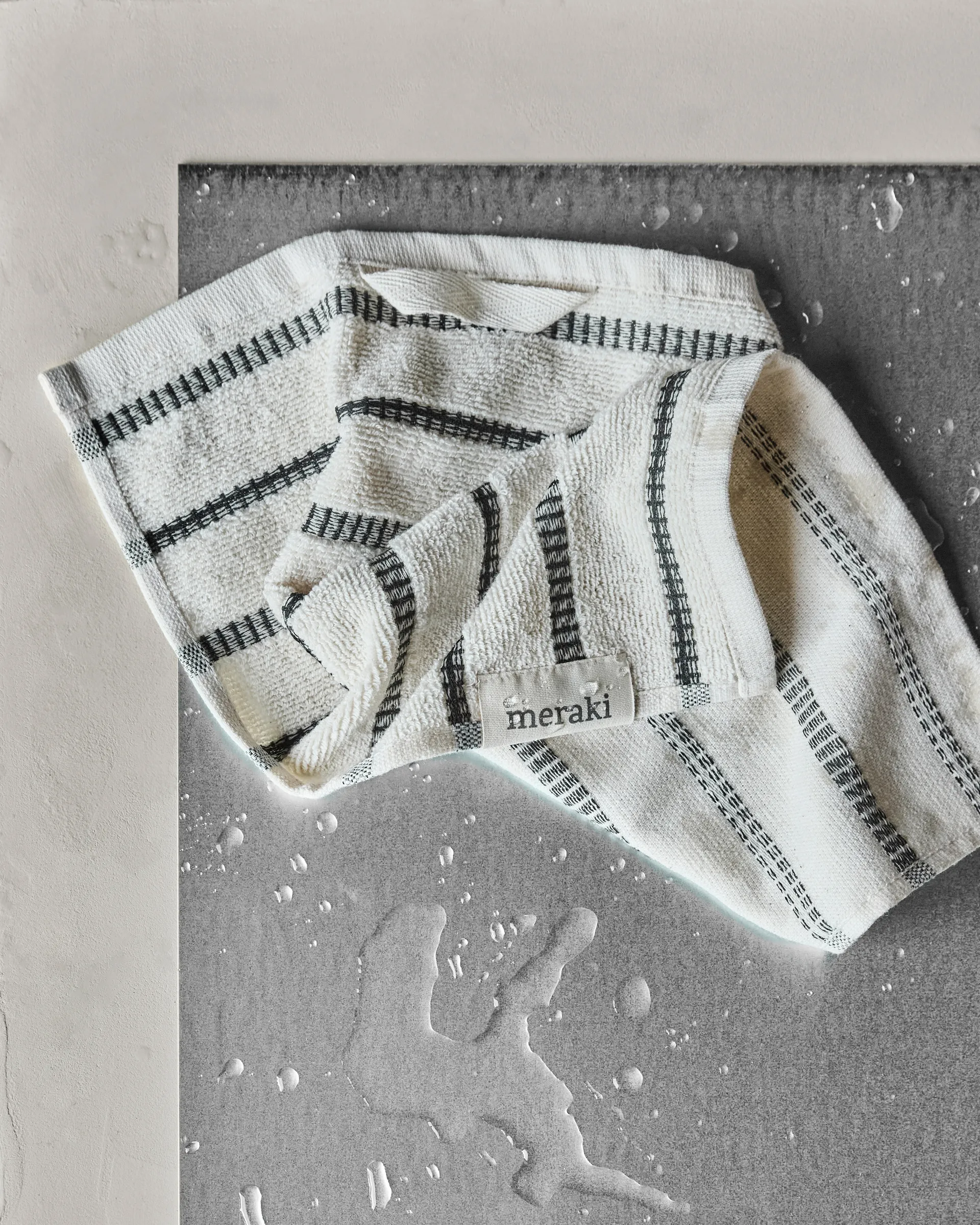 True washcloth 3件, 米白色-黑色 Meraki