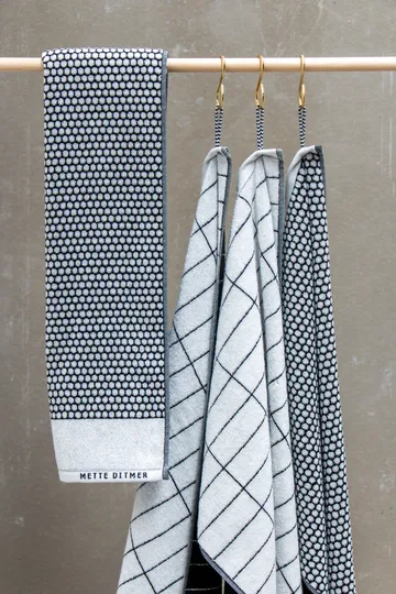 石纹客用毛巾38x60cm 2件装 - 黑色米白 - Mette Ditmer