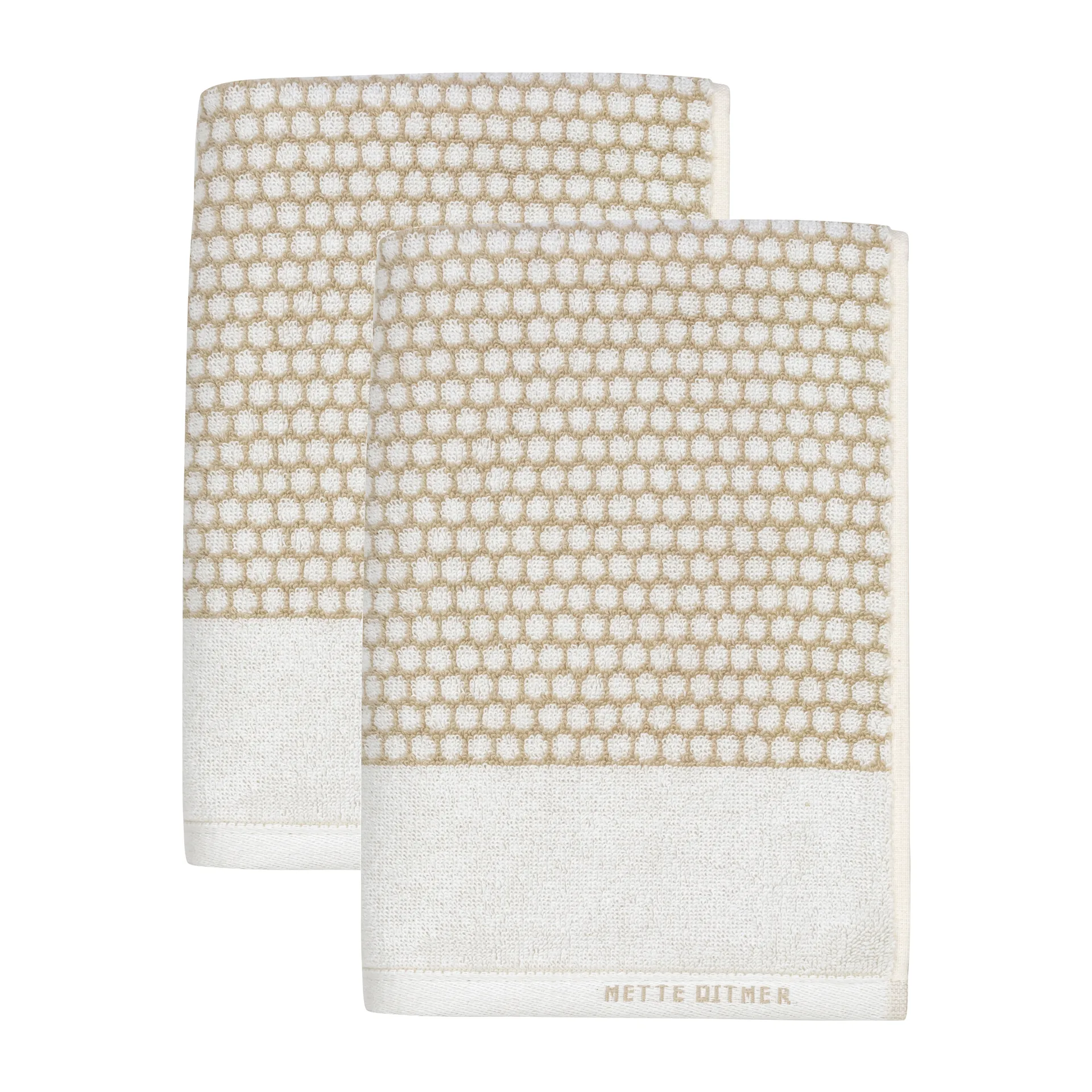 Grid guest towel 38x60 cm 2 pack, 沙色-off 白色 Mette Ditmer