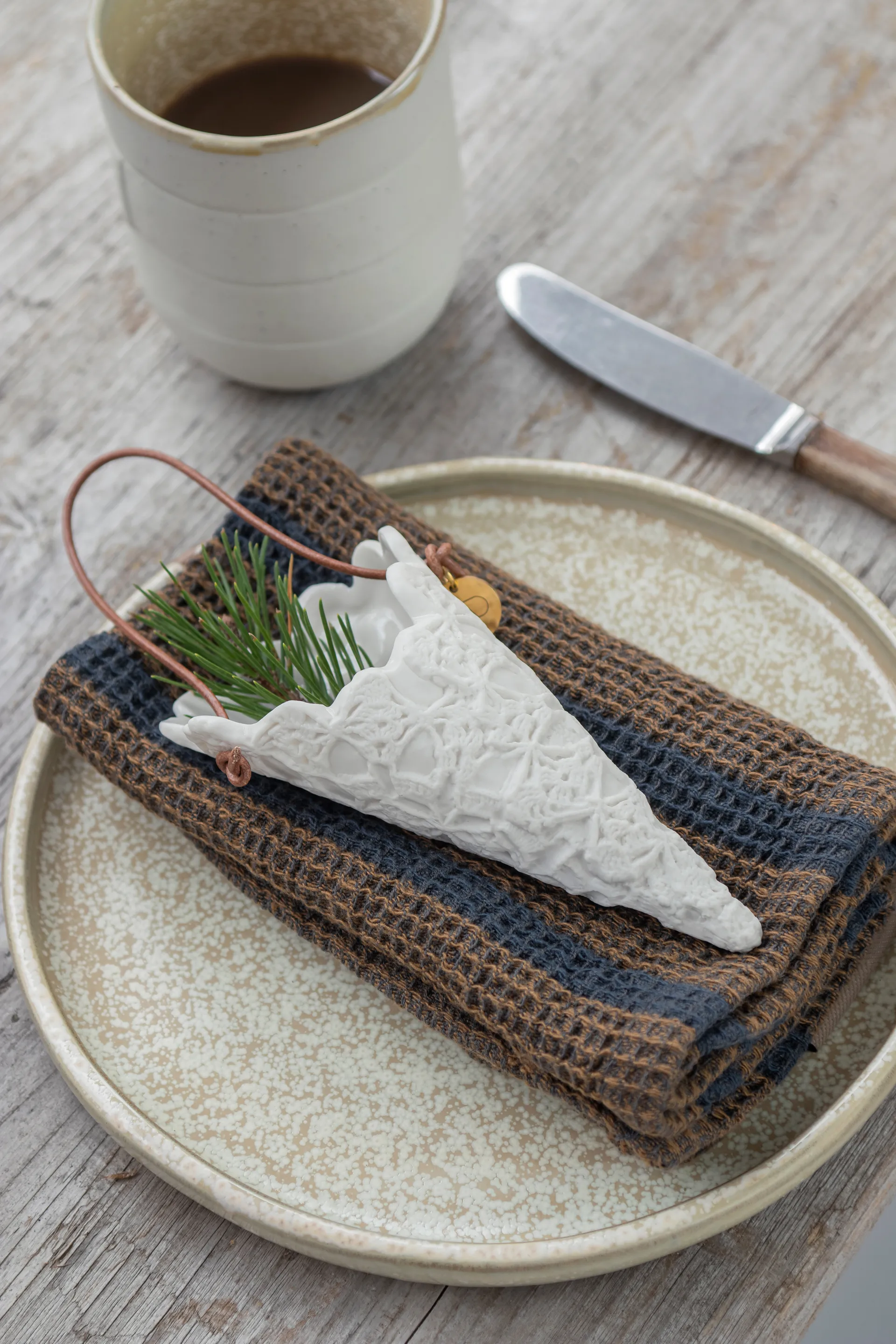 Lace Christmas cone 两件套装, 米白色 Mette Ditmer