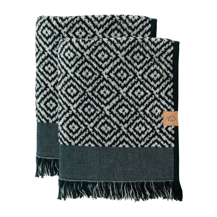 Morocco客用毛巾35x55cm 2件装 - 黑白色 - Mette Ditmer