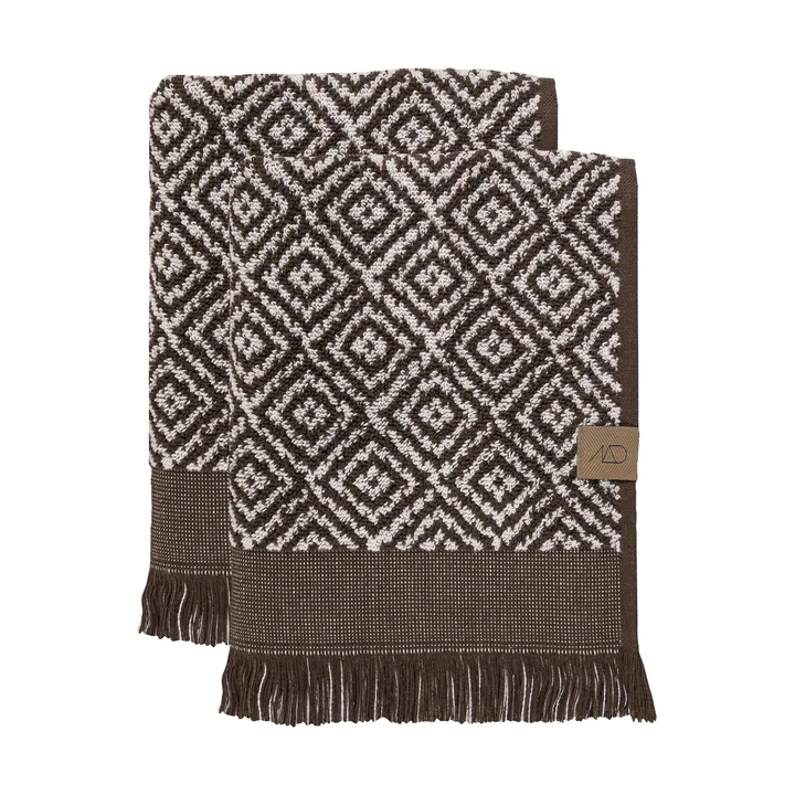 Morocco客用毛巾35x55cm 2件装 - 巧克力色米白 - Mette Ditmer