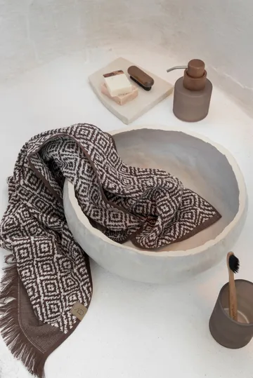 Morocco客用毛巾35x55cm 2件装 - 巧克力色米白 - Mette Ditmer