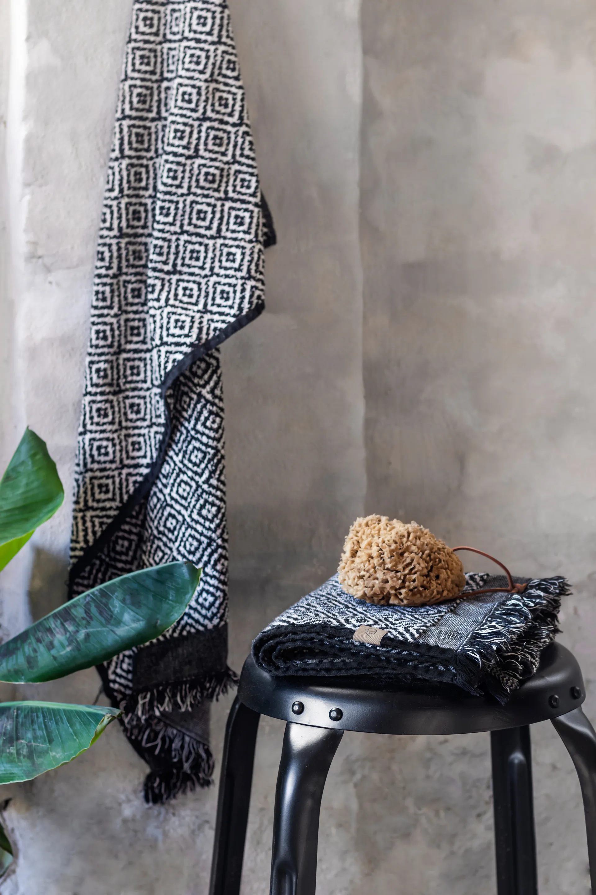 Morocco毛巾50x90cm, 黑白色 Mette Ditmer