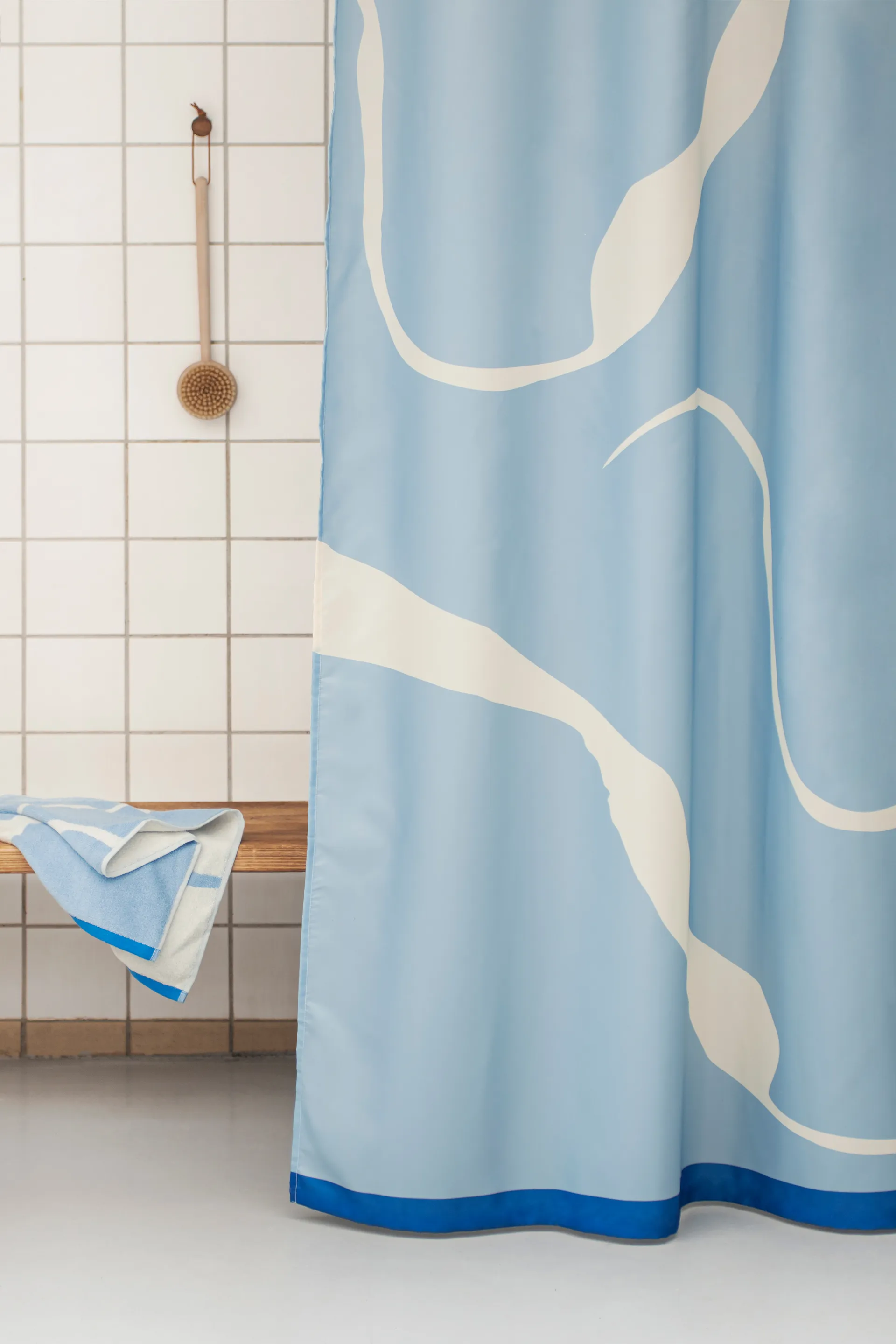 Nova Arte shower 窗帘 150x200 cm, Light blue-off-white Mette Ditmer