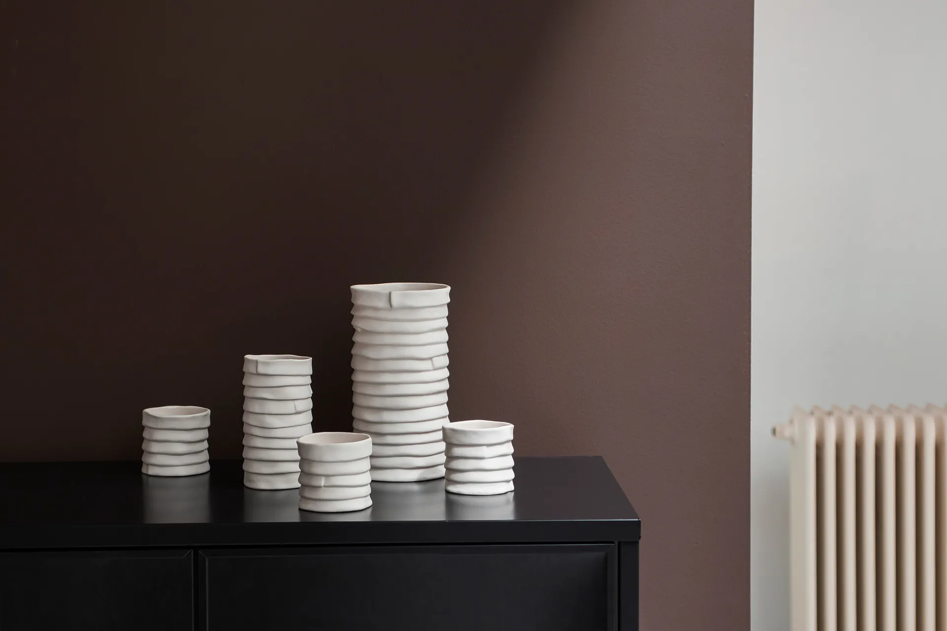 Ribbon 烛台 Ø7 cm 两件套装, 米白色 Mette Ditmer