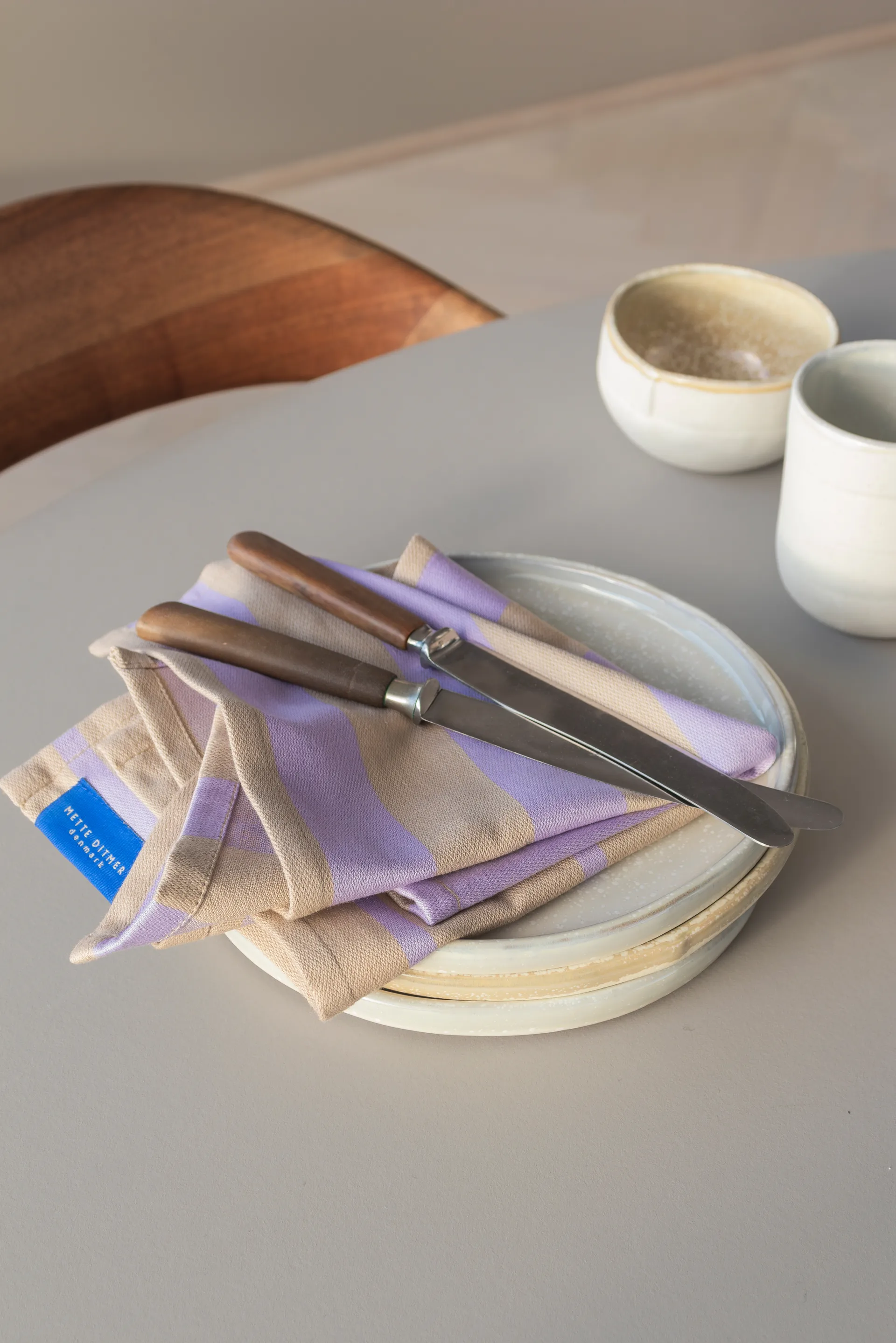 Stripes 抹布洗碗布 33x33 cm 两件套装, 沙色 Mette Ditmer