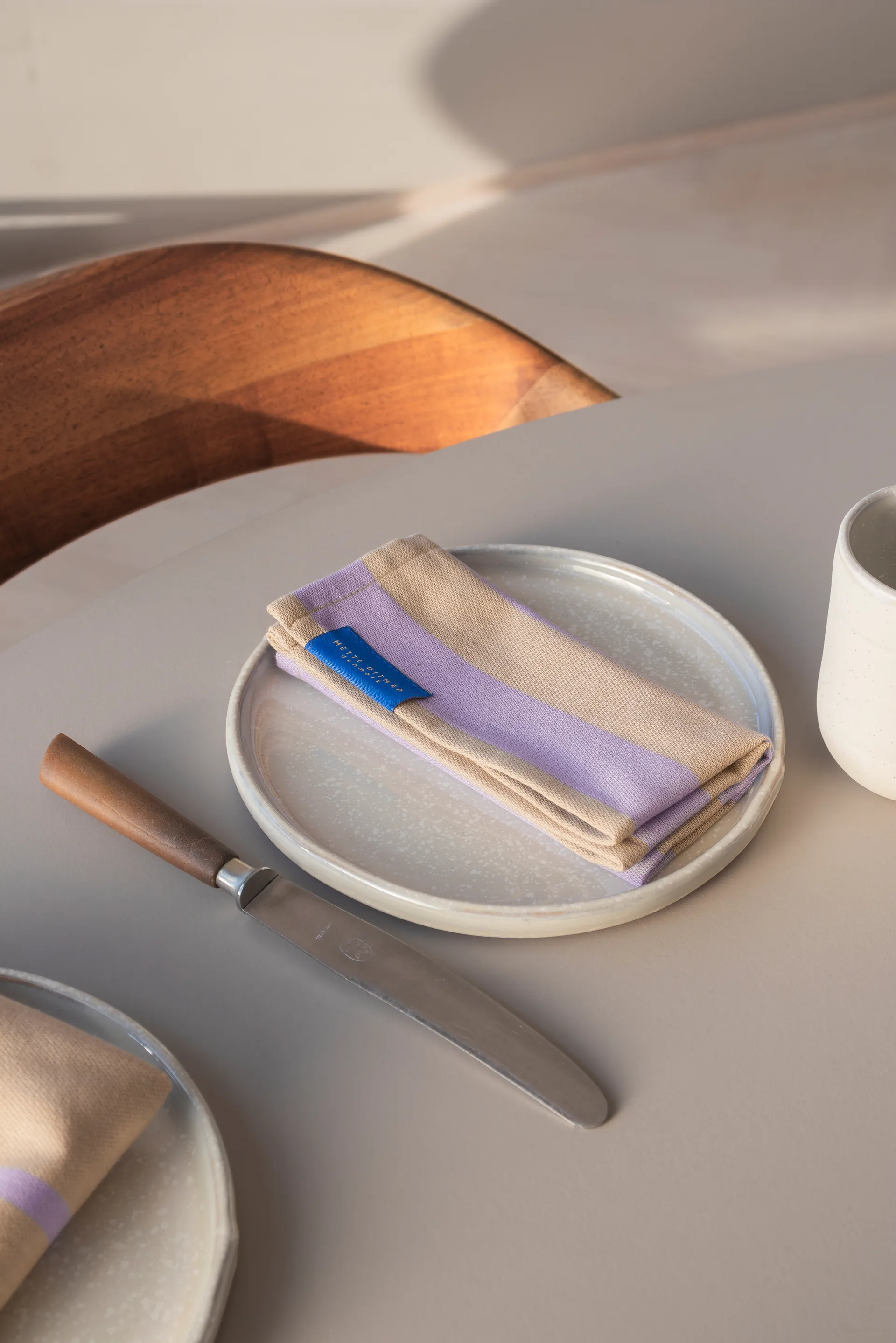 Stripes 抹布洗碗布 33x33 cm 两件套装, 沙色 Mette Ditmer