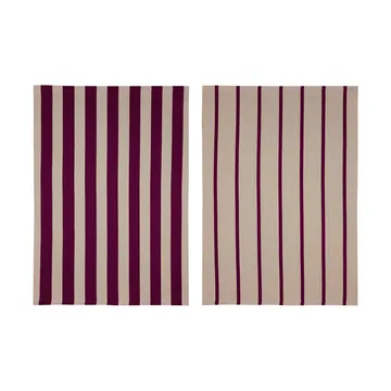 Stripes 厨房巾 50x70 cm 两件套装 - 红色-米色，50x70cm - Mette Ditmer