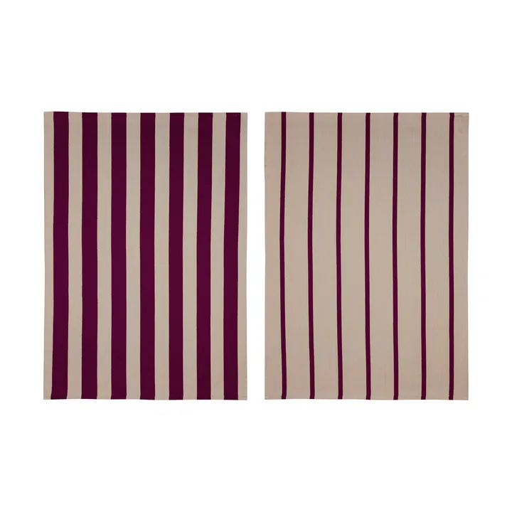 Stripes 厨房巾 50x70 cm 两件套装 - 红色-米色，50x70cm - Mette Ditmer