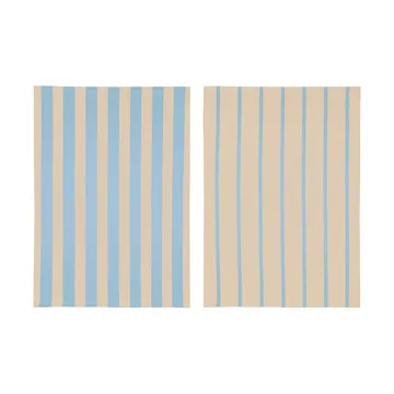 Stripes 厨房巾 50x70 cm 两件套装 - 蓝色-米色（蓝色-米色），50x70cm - Mette Ditmer