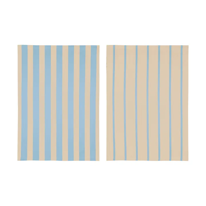 Stripes 厨房巾 50x70 cm 两件套装 - 蓝色-米色（蓝色-米色），50x70cm - Mette Ditmer