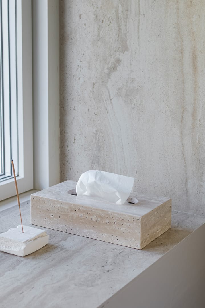 Travertine 纸巾盒 14x25.5 cm, 亚麻色 Mette Ditmer