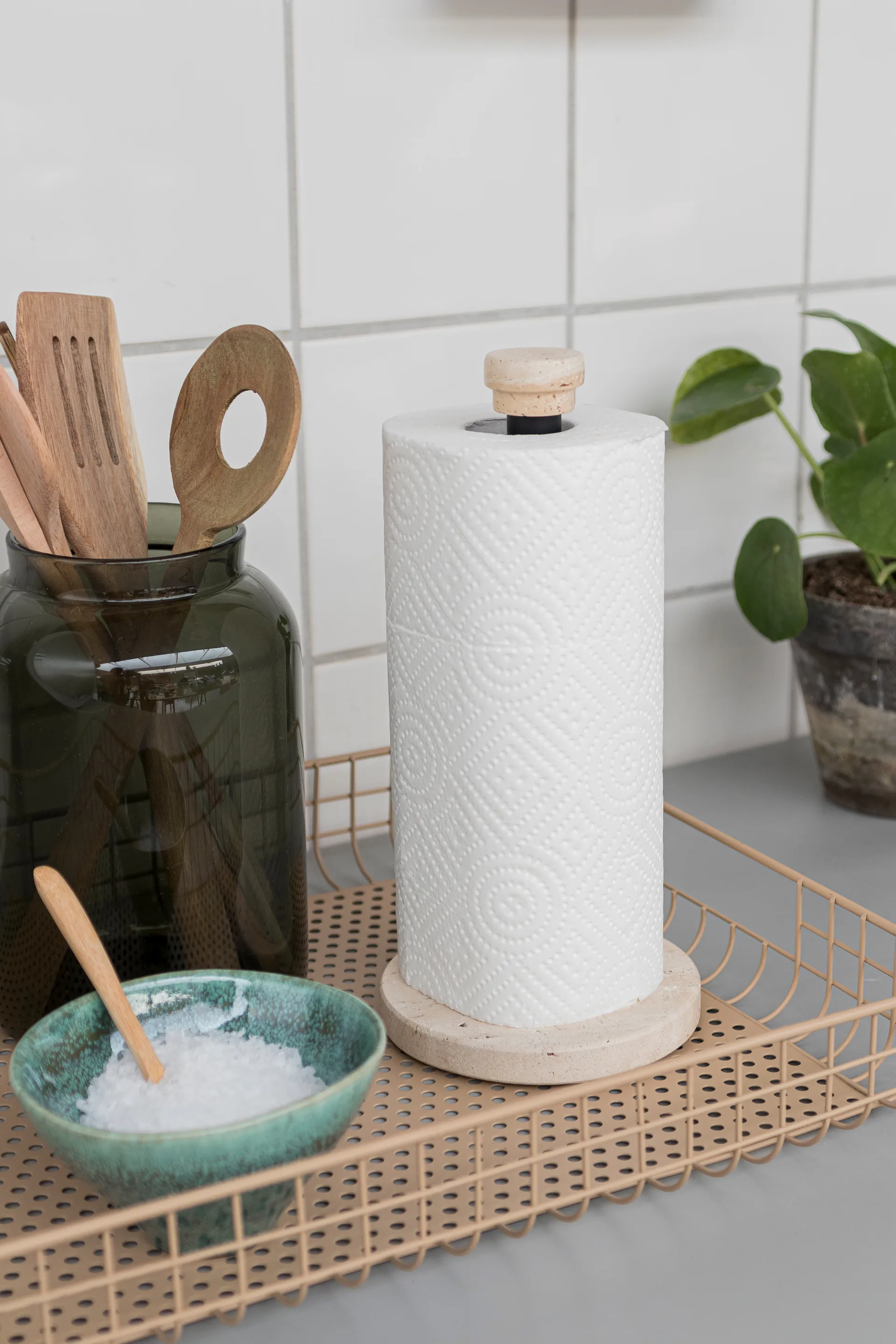 Travertine paper 毛巾 holder, 亚麻色 Mette Ditmer