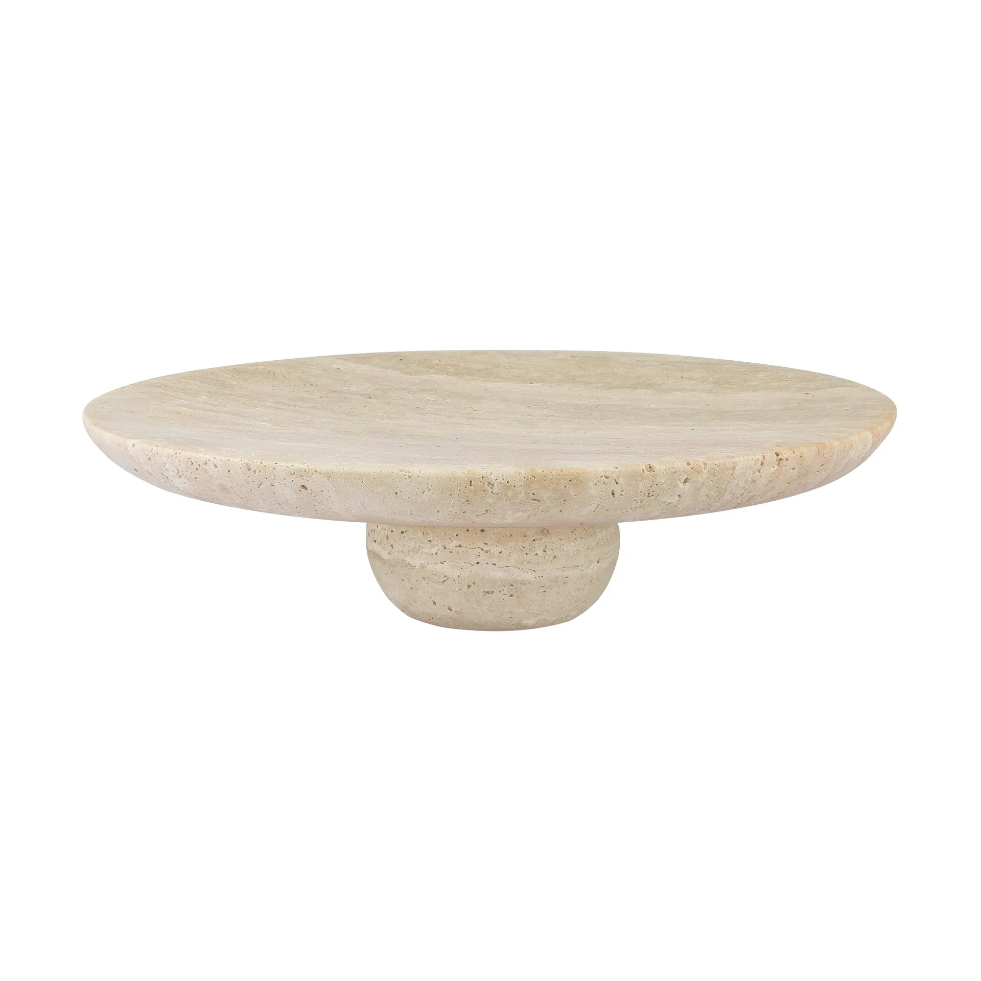 Travertine pedestal, 亚麻色, Ø32x8.5 cm Mette Ditmer