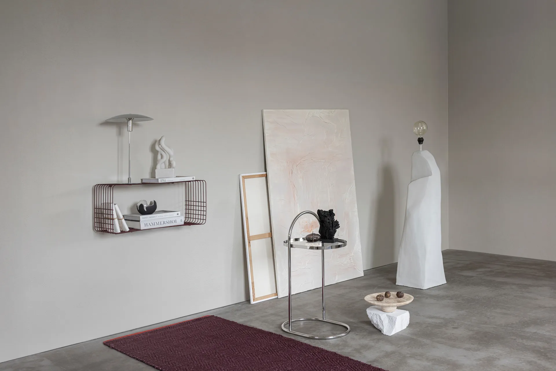 Travertine pedestal, 亚麻色, Ø32x8.5 cm Mette Ditmer