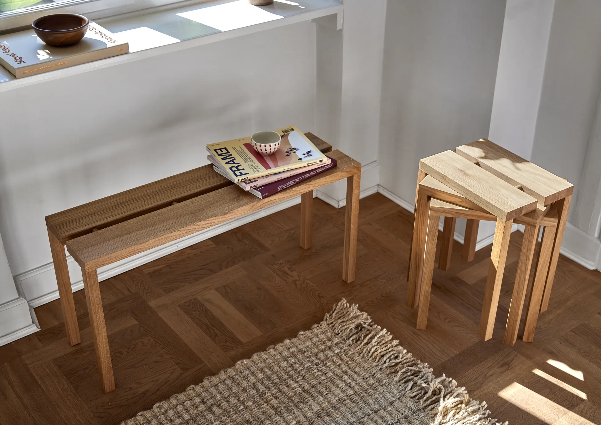 Moebe Peg bench 90x27.5x44 cm, Oak MOEBE