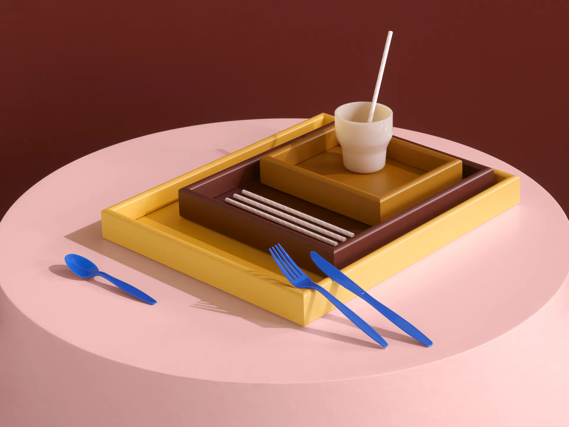 Arrange 托盘组合 3 parts, 琥珀色-masala-acacia Montana