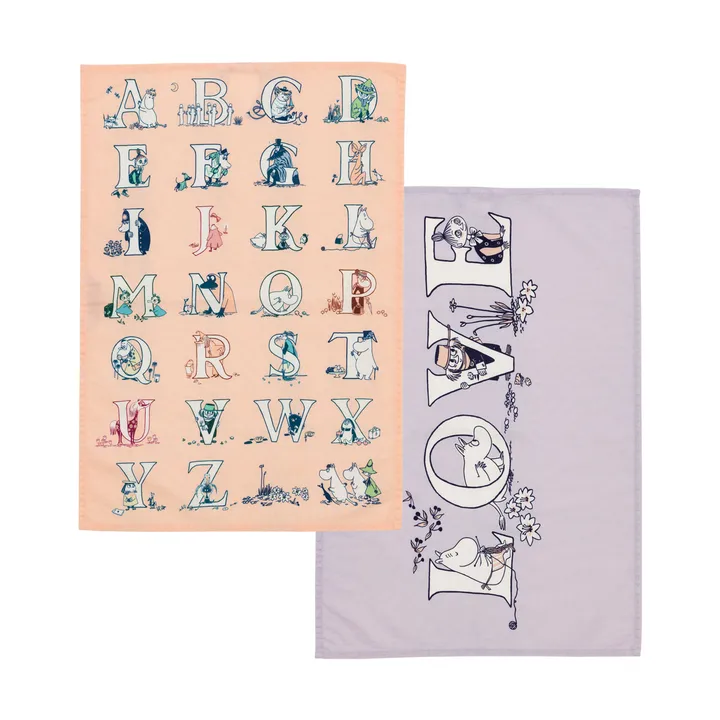 姆明 厨用巾50x70cm 2件 - 字母表 - Moomin Arabia