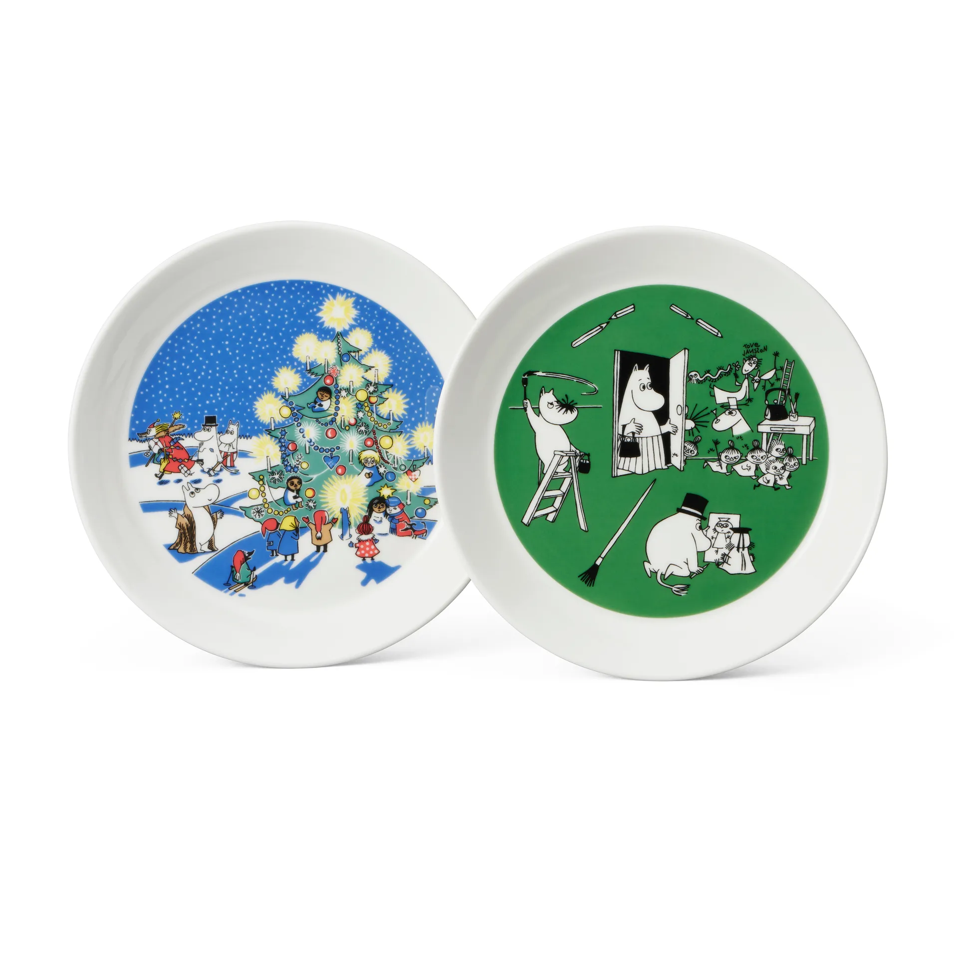Drawing & Christmas 姆明盘子 2 件装, Ø19 cm Moomin Arabia