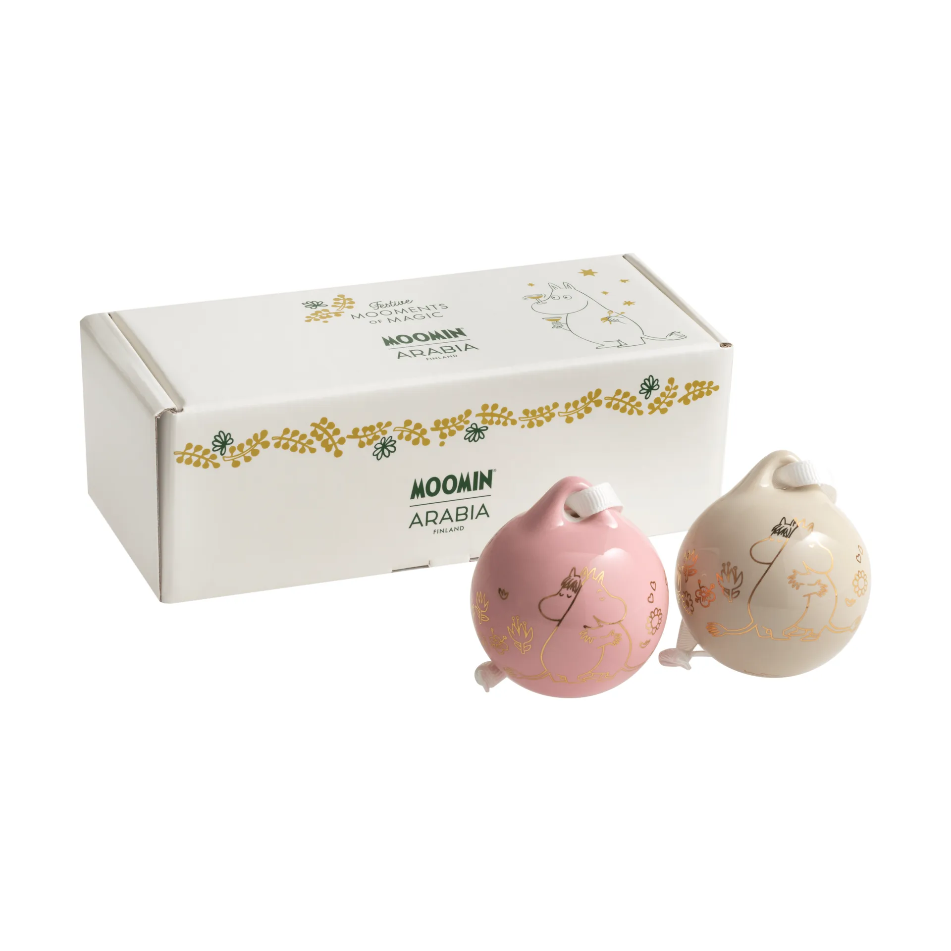 Kärlek 姆明圣诞球, 金色，5cm，2件装 Moomin Arabia