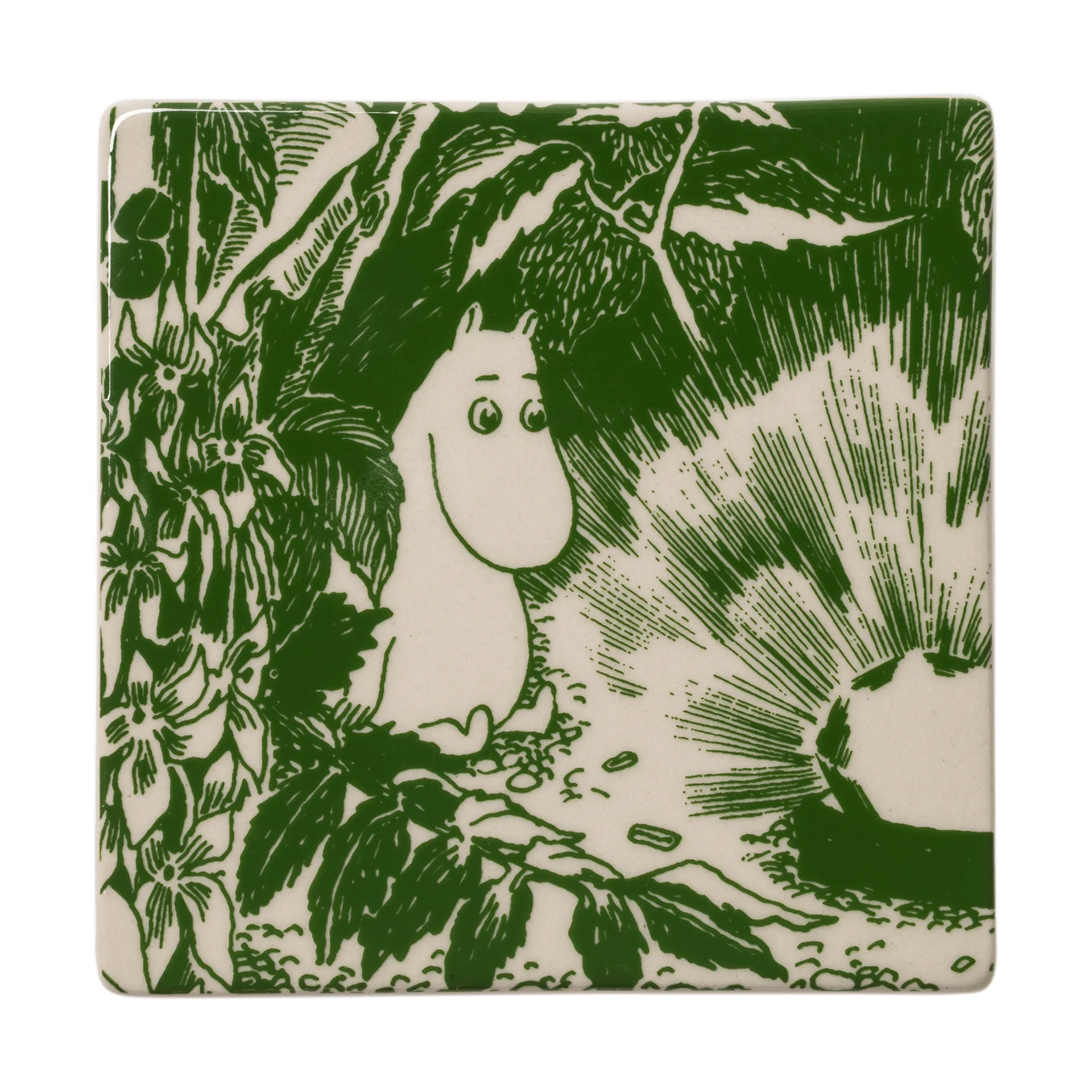 Moomin姆明神秘森林系列玻璃杯垫, 绿色_10x10cm_2件装 Moomin Arabia