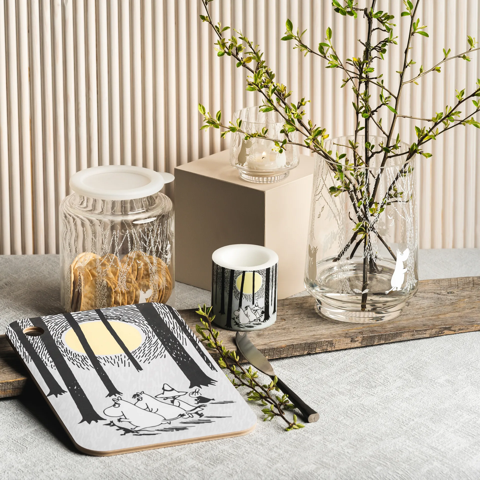 林间带硅胶盖玻璃罐 17厘米, clear-白色 Muurla