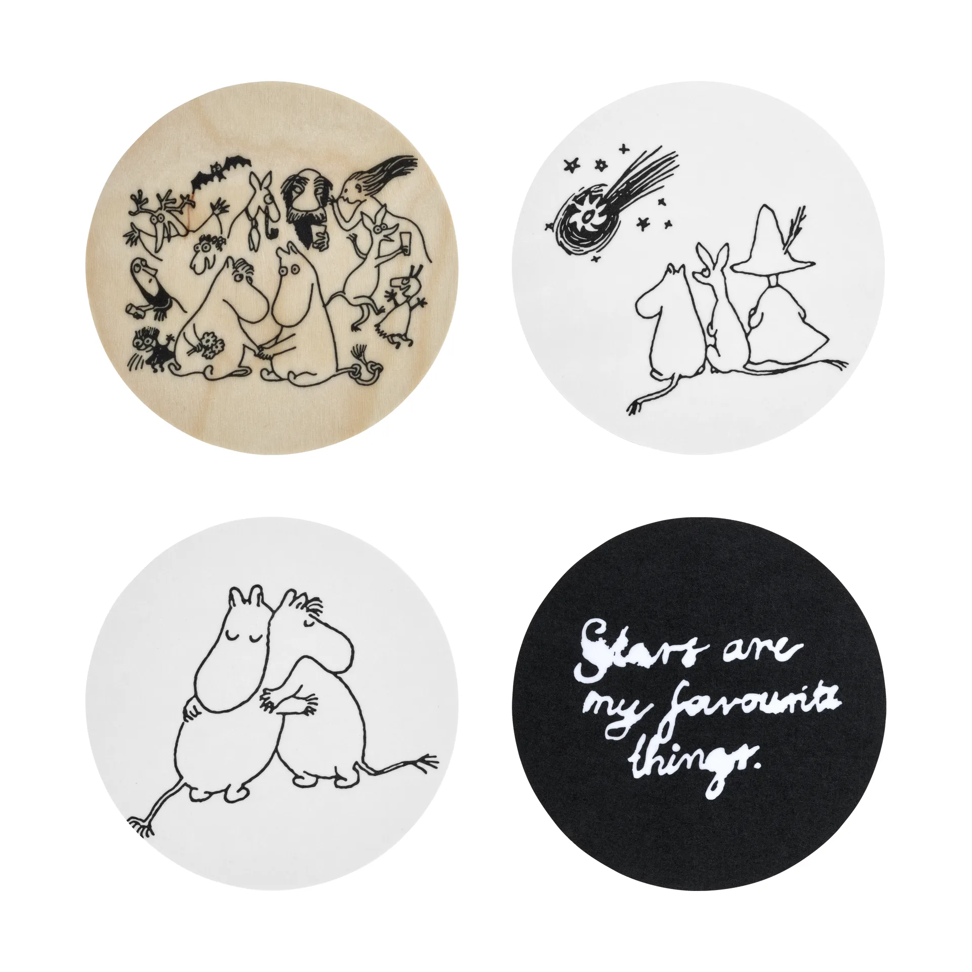 姆明 80 Coasters Ø11 cm 四件套装, 彩色 Muurla