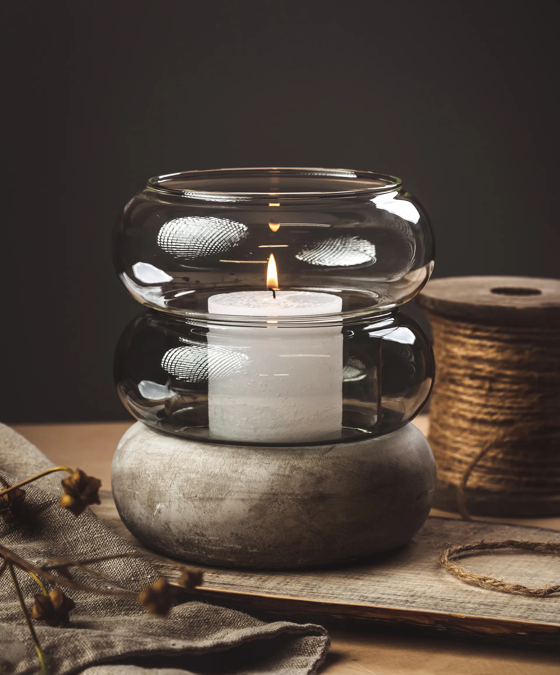 Bagel  花瓶 /lantern 22 cm, 灰色 Muurla