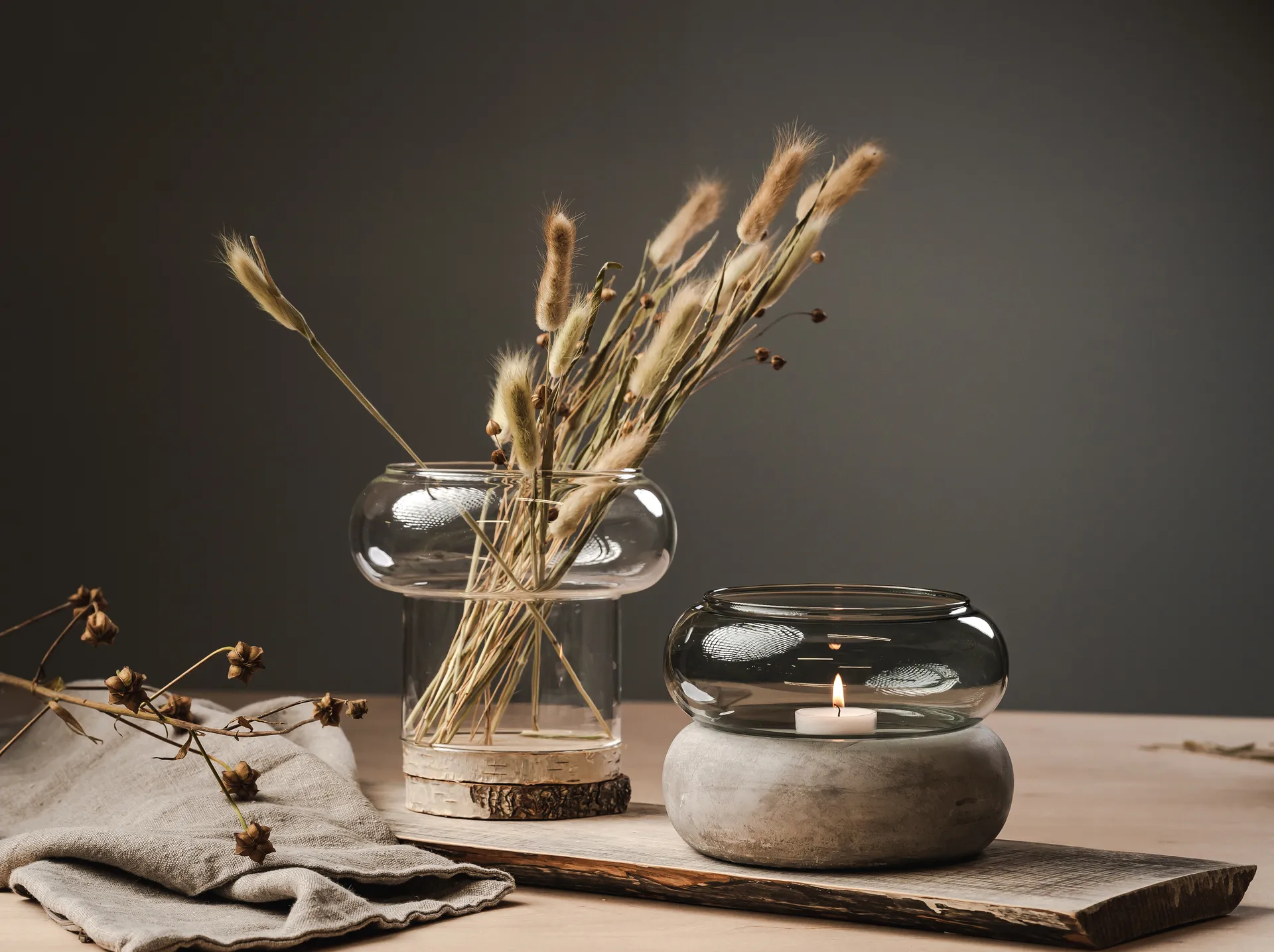 Bagel  花瓶 /lantern 22 cm, 灰色 Muurla