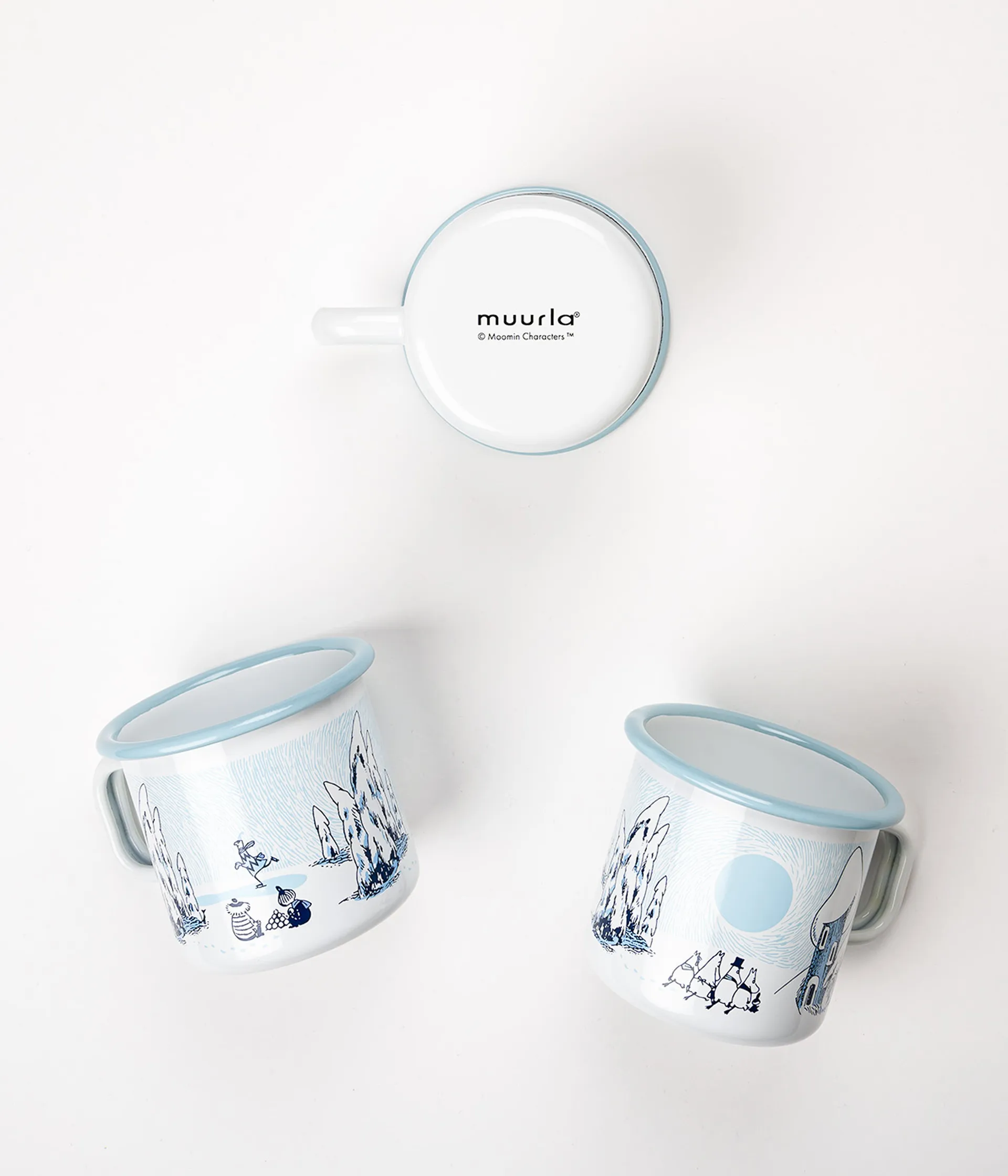 姆明 enamel 马克杯 Snowy Valley 37 cl, 蓝色-白色 Muurla