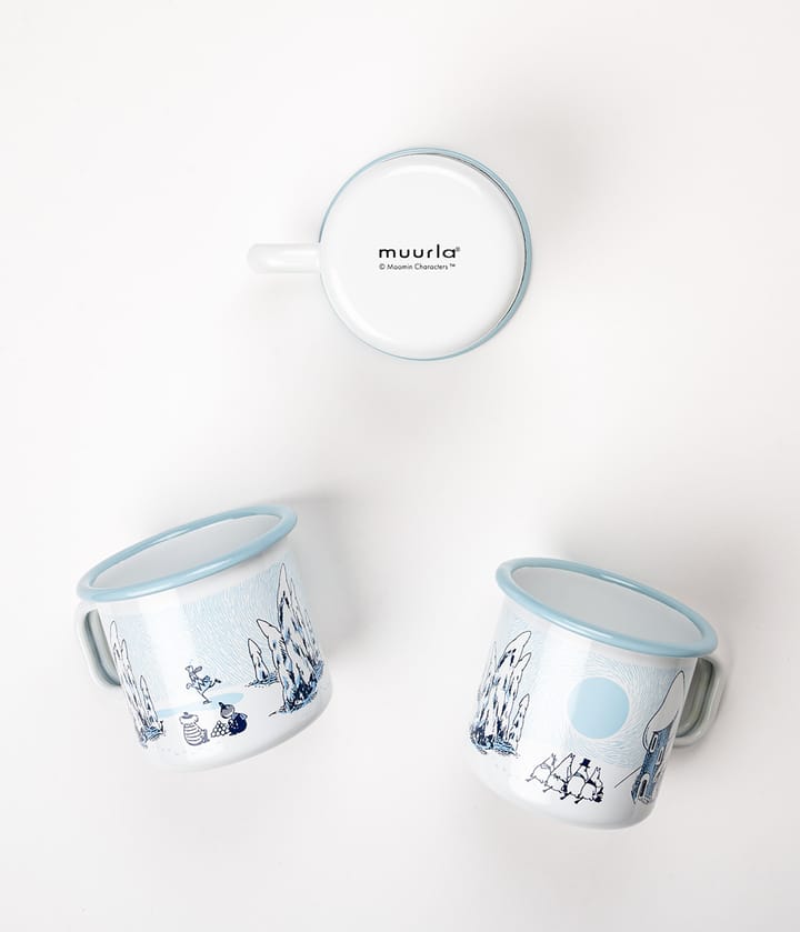 姆明 enamel 马克杯 Snowy Valley 37 cl, 蓝色-白色 Muurla