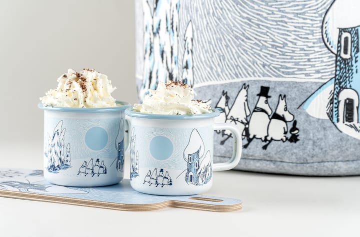 姆明 enamel 马克杯 Snowy Valley 37 cl, 蓝色-白色 Muurla